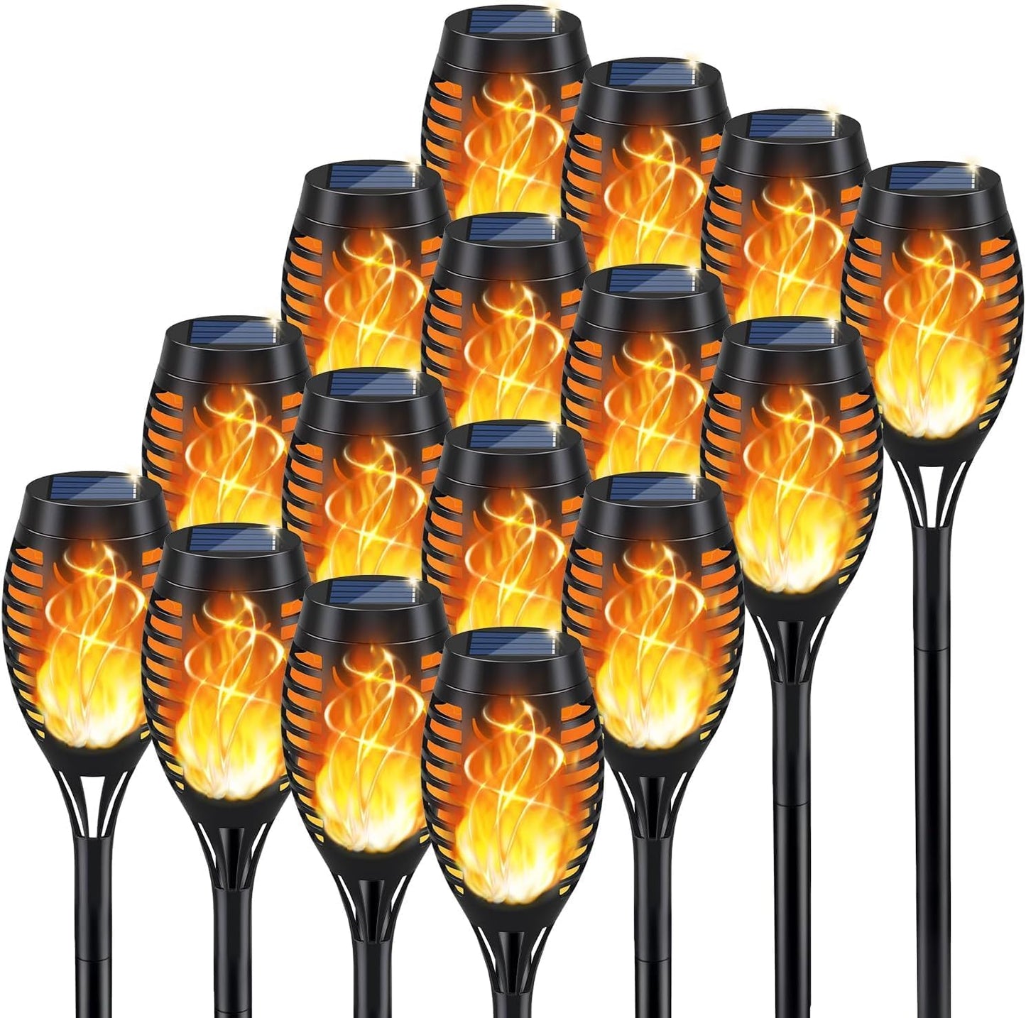 KYEKIO 12Pack Solar Torch Light with Flickering Flame for Halloween Decor | Solar Lights Outdoor for Halloween Decorations, Waterproof Solar Garden Lights, Solar Flame Lights for Pathway Yard Decor