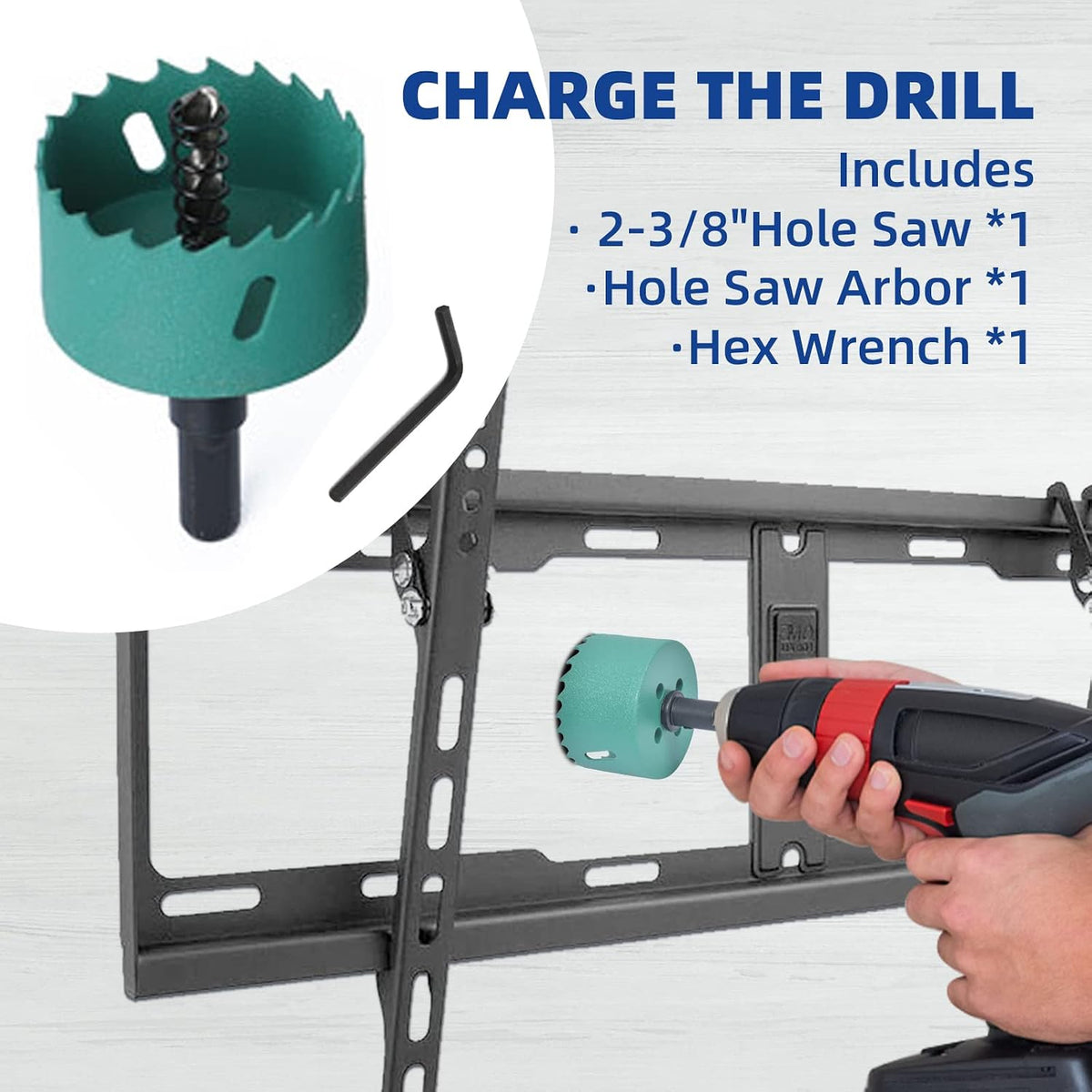 TV Wire Hider Kit for Wall Mount TV, White in Wall Cable Management Kit, Includes 2 Pass Throughs and Hole Saw Drill Attachment for Easy Install