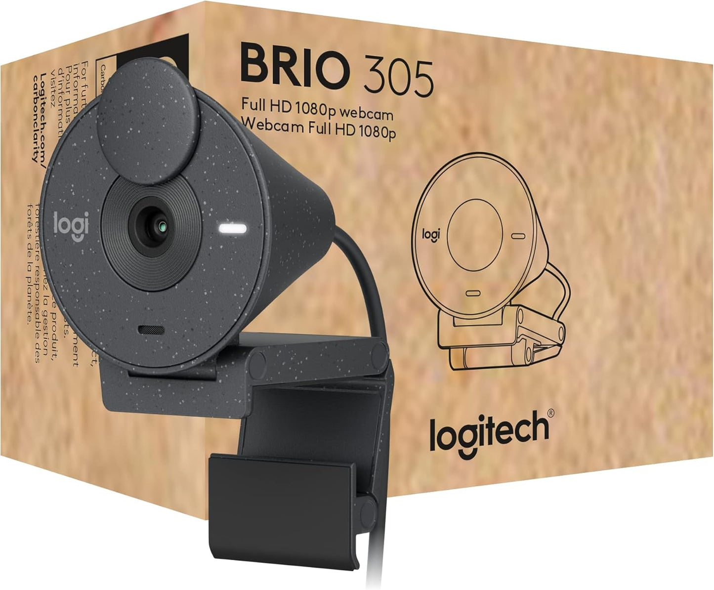 Logitech Brio 305 Full HD 1080P Business Webcam with Privacy Shutter | Privacy shutter, Mono, Zoom, Microsoft Teams, Google Meet, Nintendo Switch 2 New GameChat Mode, Auto light correction