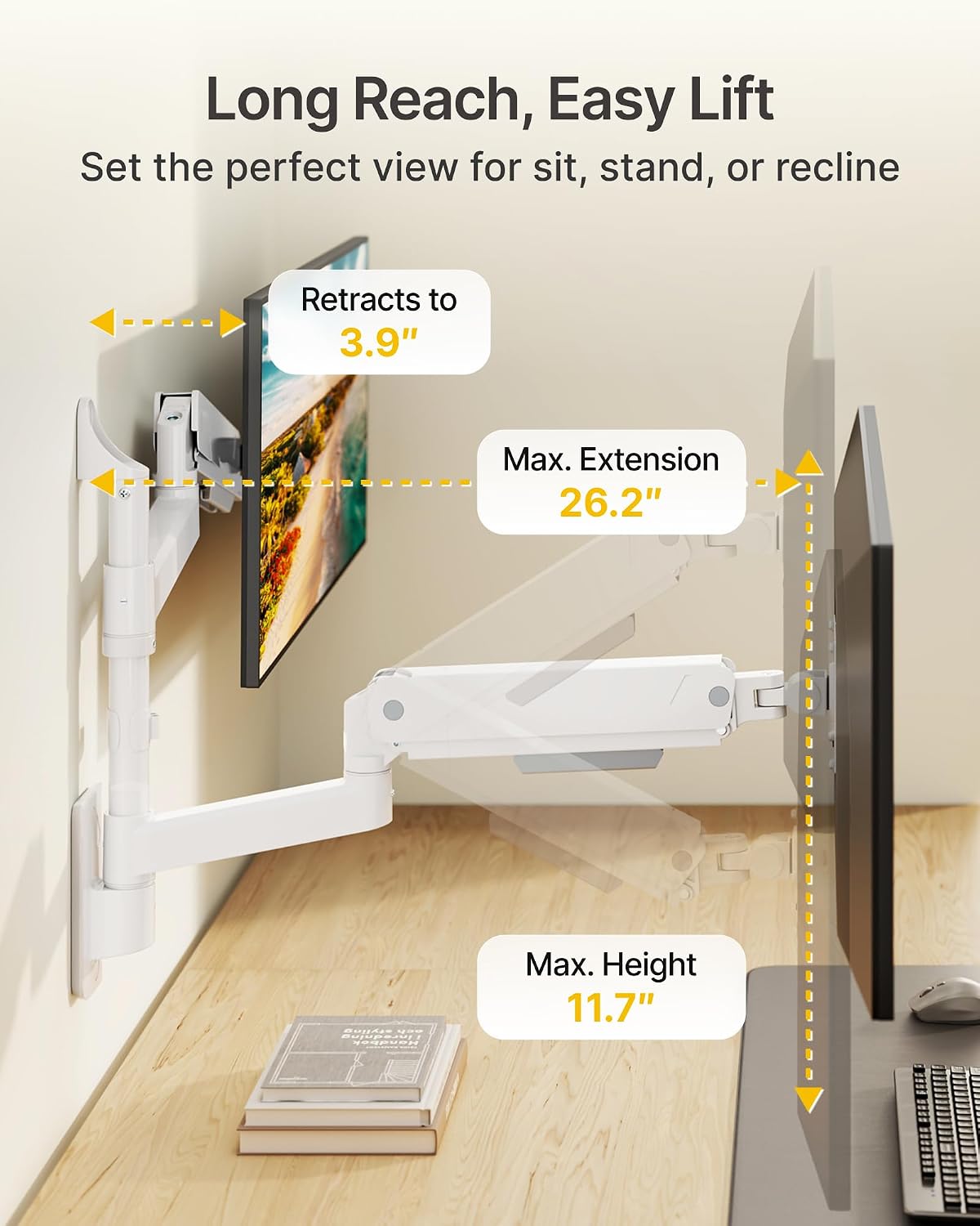 monTEK Vertical Dual Monitor Wall Mount for 17-35" Screens, 35.2 Lbs Each