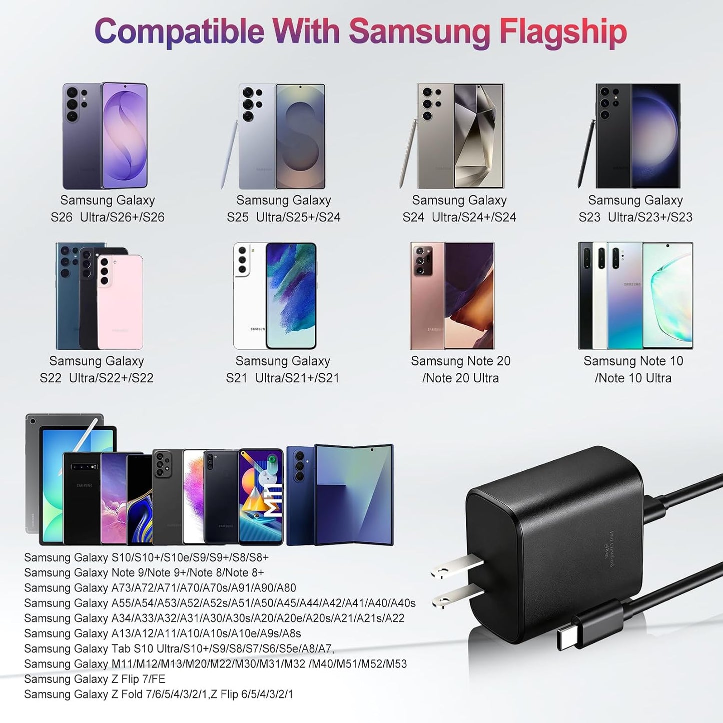 60W Super Fast Charger Samsung Charger Android Phone Chargers,2Pack USB C Charger Fast Charging Block & 10FT USB C Cable Cord for Samsung Galaxy S26 Ultra/S26/S26+/S25 Ultra/S25/S24/S23/S22 Ultra/S20
