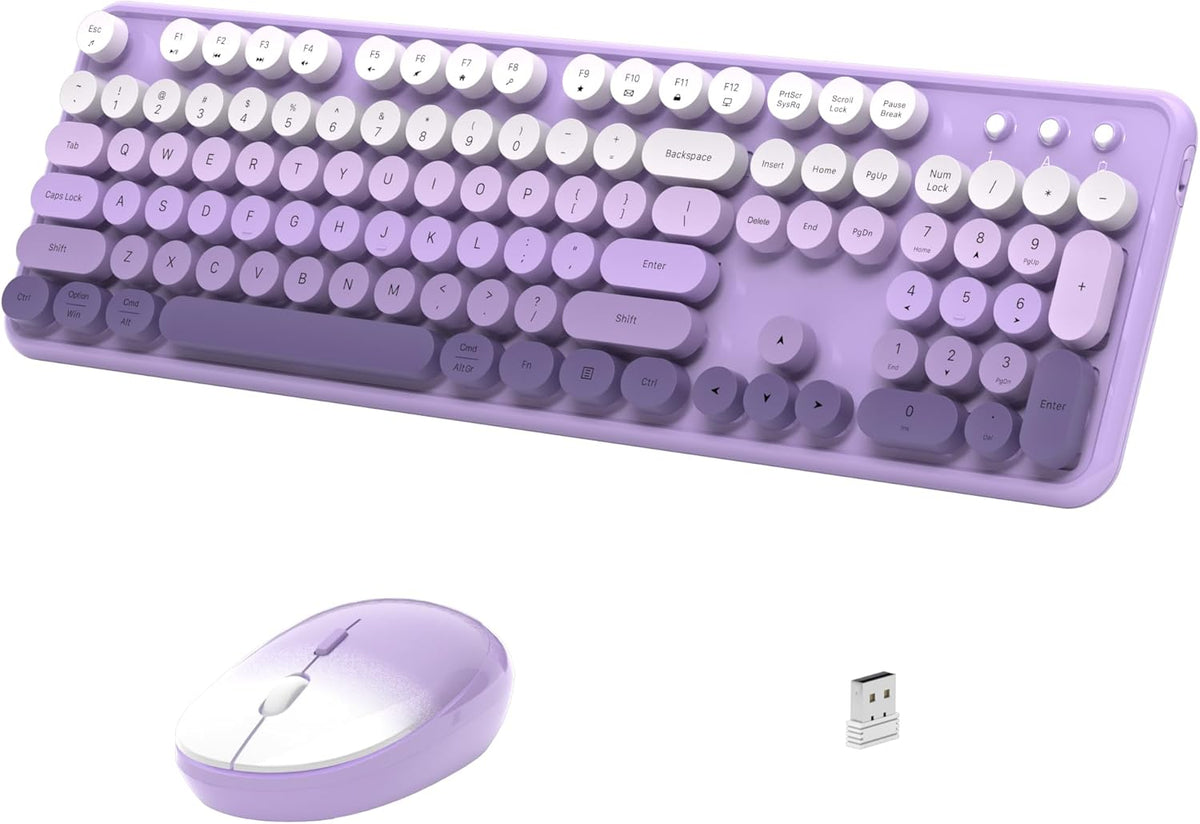Links9+ Colorful Wireless Keyboard and Mouse Combo (Milky Tea Colorful)