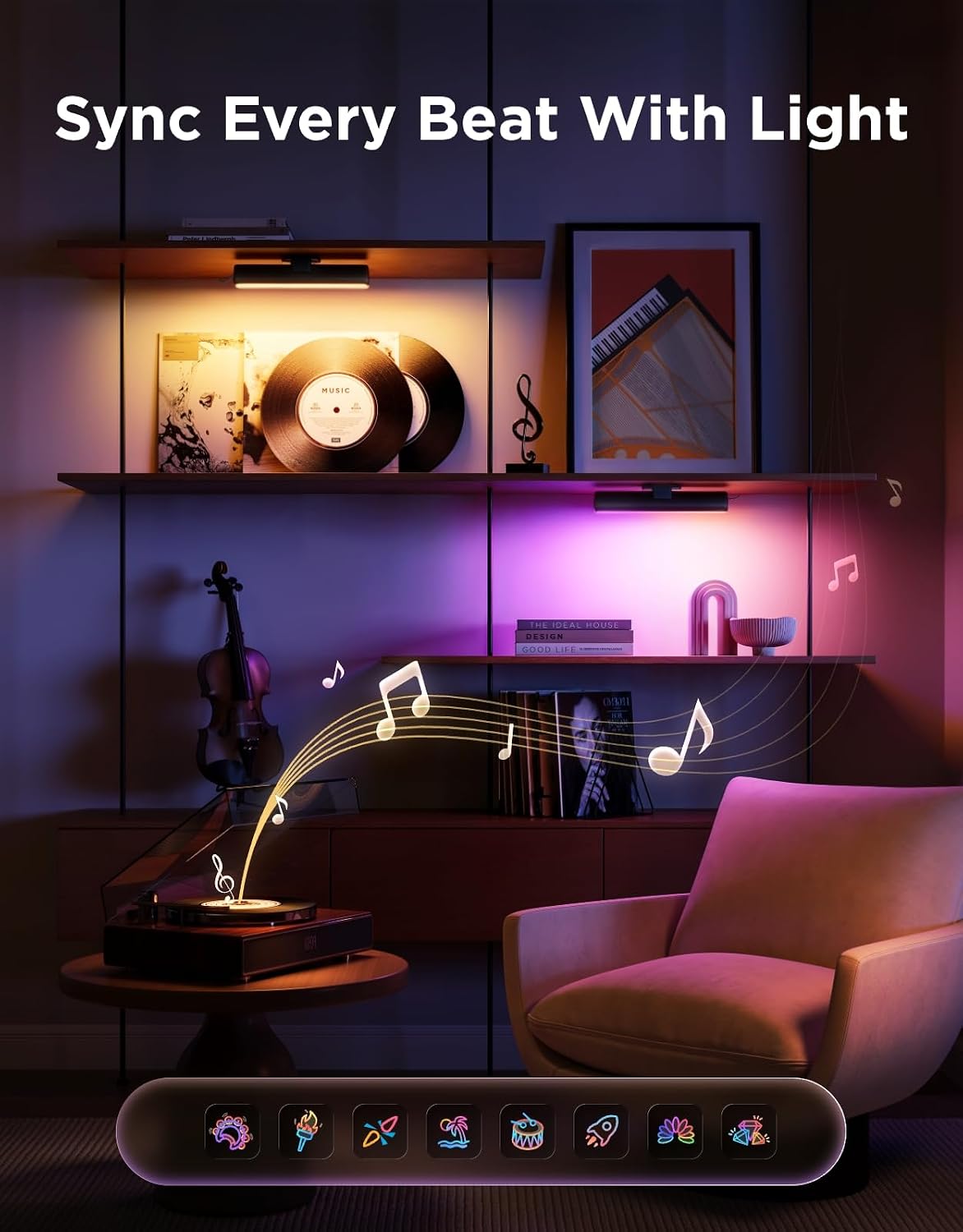 Govee Smart Light Bar, RGBICWW TV Lights for Living Room, Gaming, Black | Compatible with SmartThings, Matter, Alexa, LED Light Bar with Scene and Music Modes for Living Room, Gaming, PC, App Control