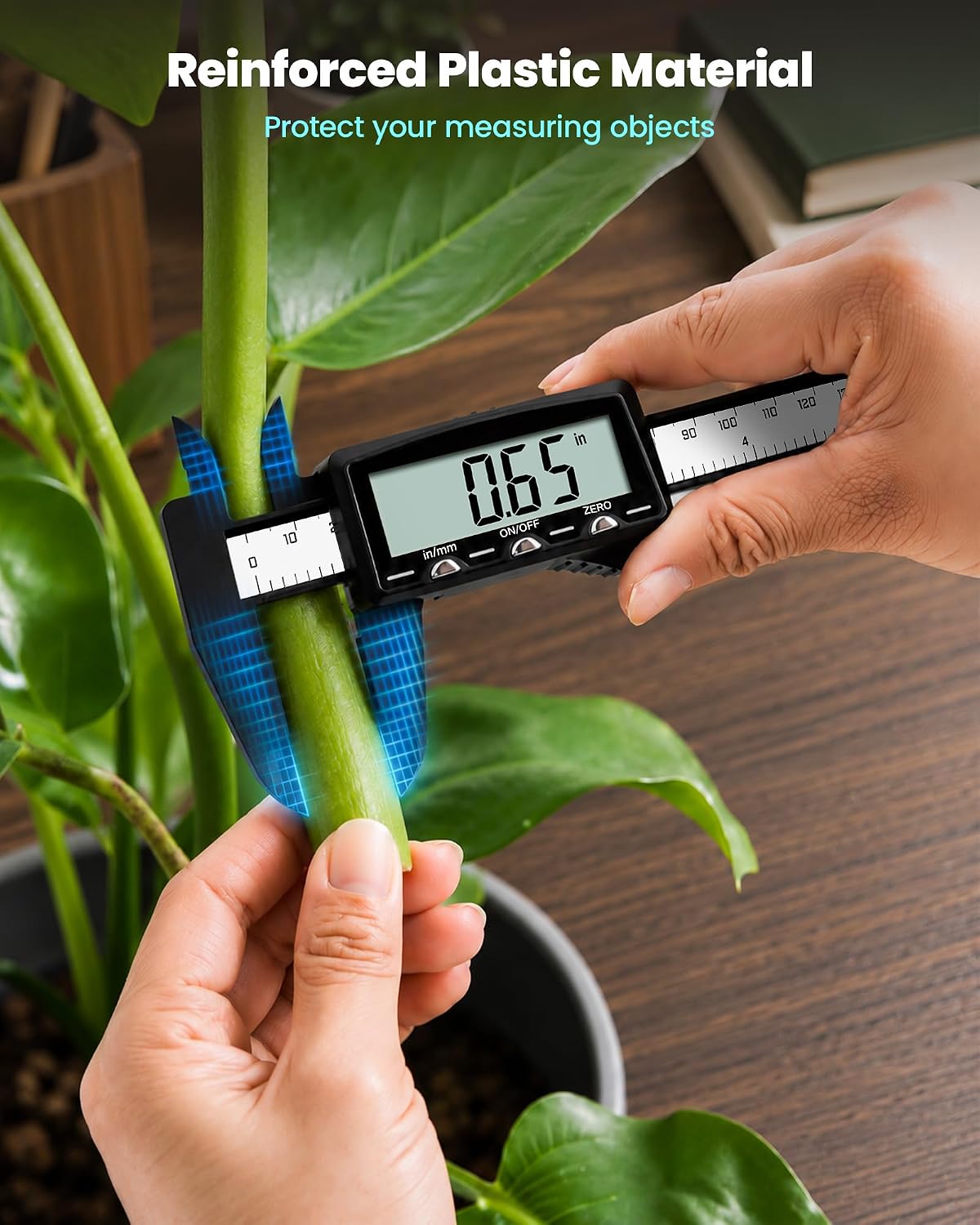 HARDELL Digital Caliper, Rechargeable Plastic Caliper with Type-C Cable | Large LCD Screen | Visual Charging | IN/MM Conversion | Auto-Off | Calipers for Household, Watch, Jewelry, DIY | 6 Inch