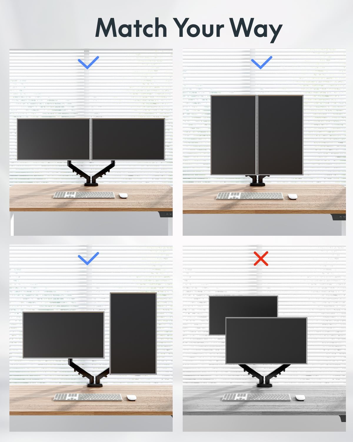Flexispot Dual Monitor Arm, 17-32 Inch Monitor Mount up to 19.84 lbs, Fast Install VESA Mount for Home Office Gaming, Full Adjustable Gas Spring with C-Clamp and Grommet Base, Black