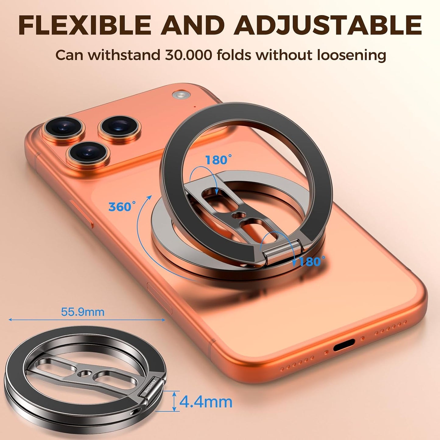 Magnetic Phone Ring Grip for MagSafe Dual-Sided Magnet Cell Phone Grip Stand Finger Ring Holder Compatible with iPhone 17/16/15/14/13 Pro Max Plus, for Mag Car Mounts