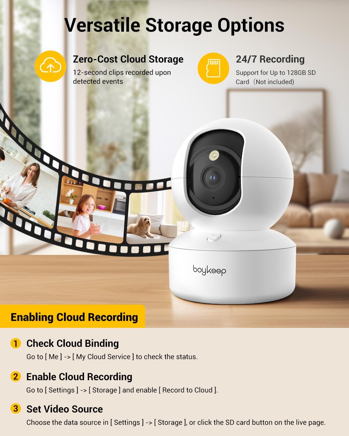 BoyKeep Indoor Camera - 2K Pet Camera, 5G/2.4GHz WiFi Cam for Baby Monitor with Phone App, 360° Pan & Tilt, 2-Way Audio, Color Night Vision, New for 2026 with 12s Free Cloud Storage