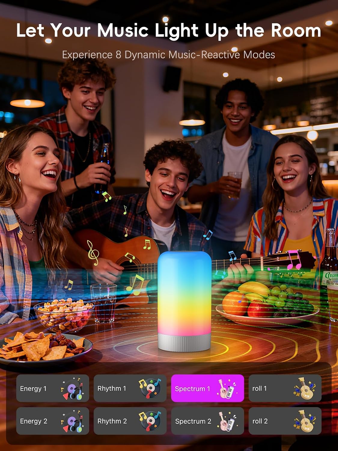 RGBICWW Smart Table Lamp, Touch Bedside Lamp with App Control, LED Desk Lamp with Music Sync, 30+ Scenes &amp; 16M Colors, Color Changing Lamp for Bedroom Living Room Gaming Dimmable Night Light, White