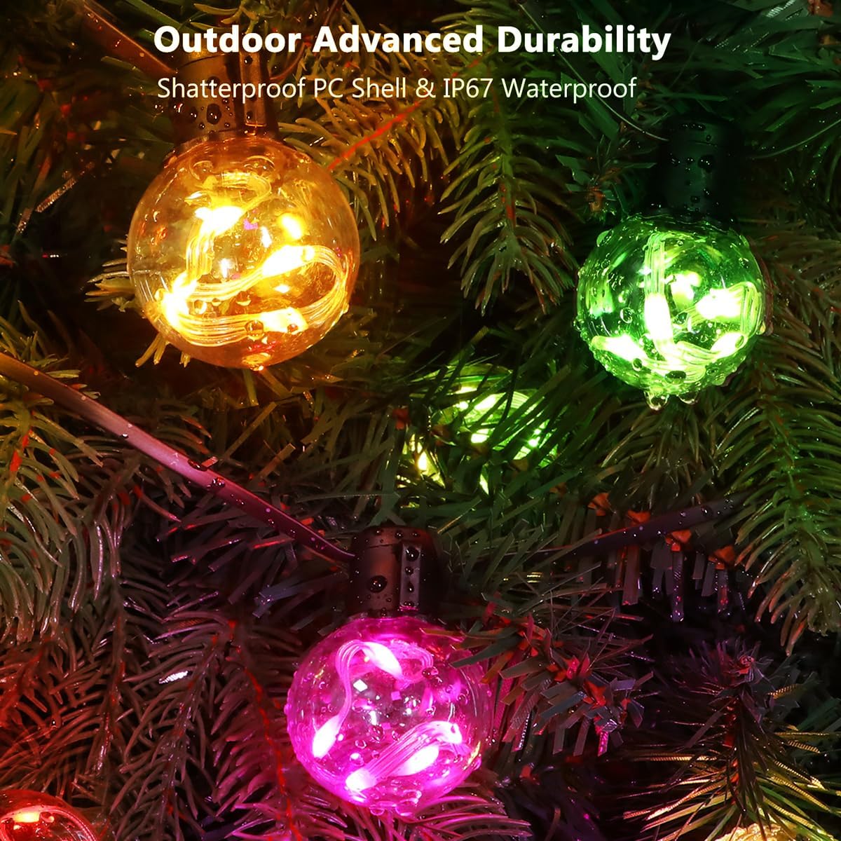 Outdoor String Lights USB Plug-in,22ft 20 Color Changing LED Bulbs