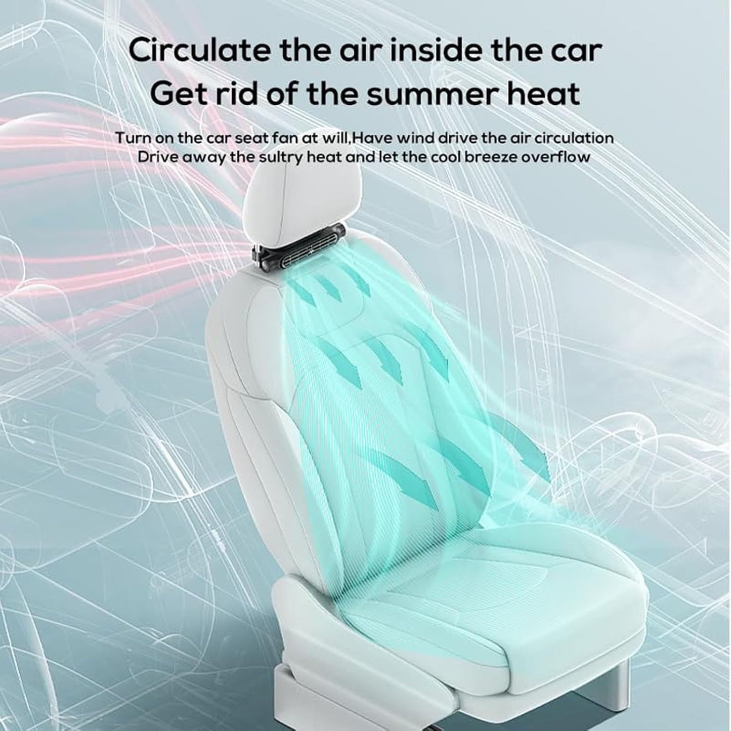 2 Pack Car Seat Fan for Backseat for Kids, Mini Portable Battery Operated Back Seat Baby Quiet Headrest Neck Cooling Fan with 3 Adjustable Wind Speeds All Cars Vehicle RV Truck