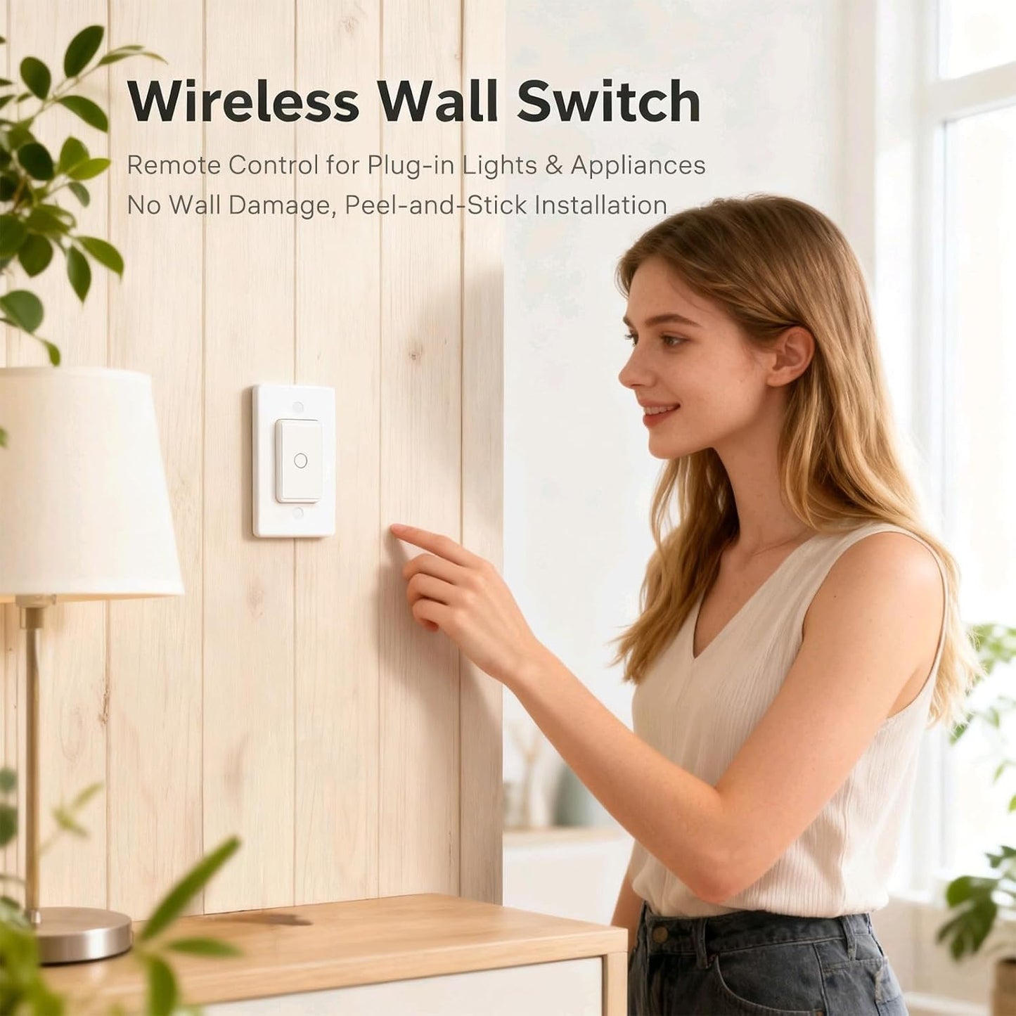 LoraTap Remote Control Outlet: Wireless Wall Switch — 656ft Range — on Off Outlet Switch for Lights & Small Appliances — Pre-Programmed & No Wiring