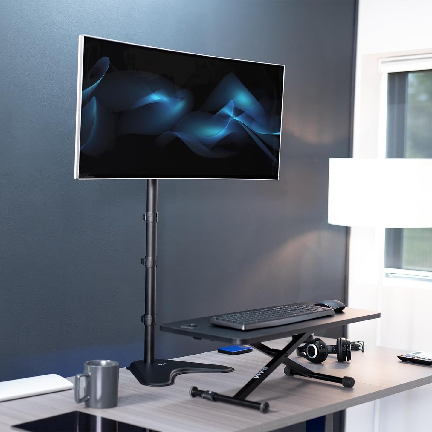 VIVO Single Monitor Desk Stand for 13 to 27 inch Screens, STAND-V011H | Black, Articulating, Freestanding Adjustable Monitor Arm, Extra Tall Computer Stand for 1 Monitor, Holds 22 lbs