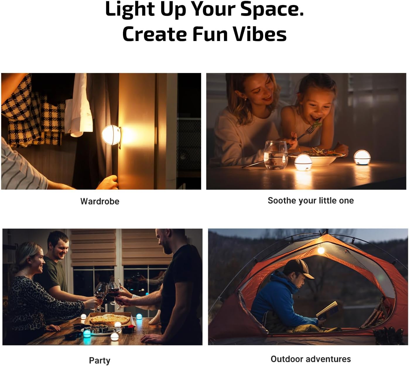 OLIGHT Sphere C Smart Night Light, USB-C Rechargeable, Ambient Table Lamp with APP Control, 75 Lumens RGB Dimmable Bedside lamp, Portable for Parties, Camping, Decoration (Type-C Cable Excluded)