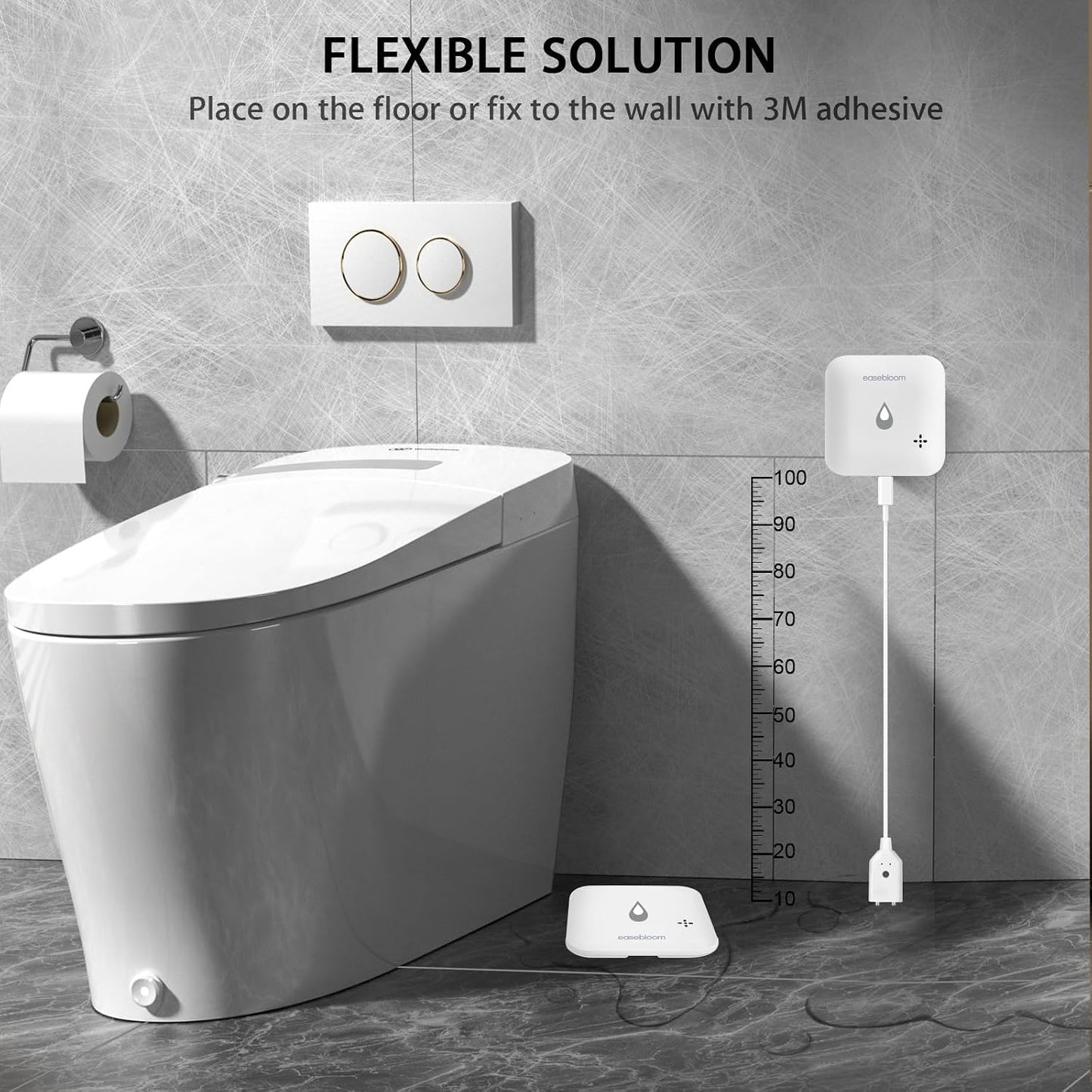Water Leak & Level Detector 2-in-1, 3 Pack | 90dB Alarm with Instant App Alerts, IP66 Waterproof, 1m (3.28ft) Sensing Cable, Support 2.4G