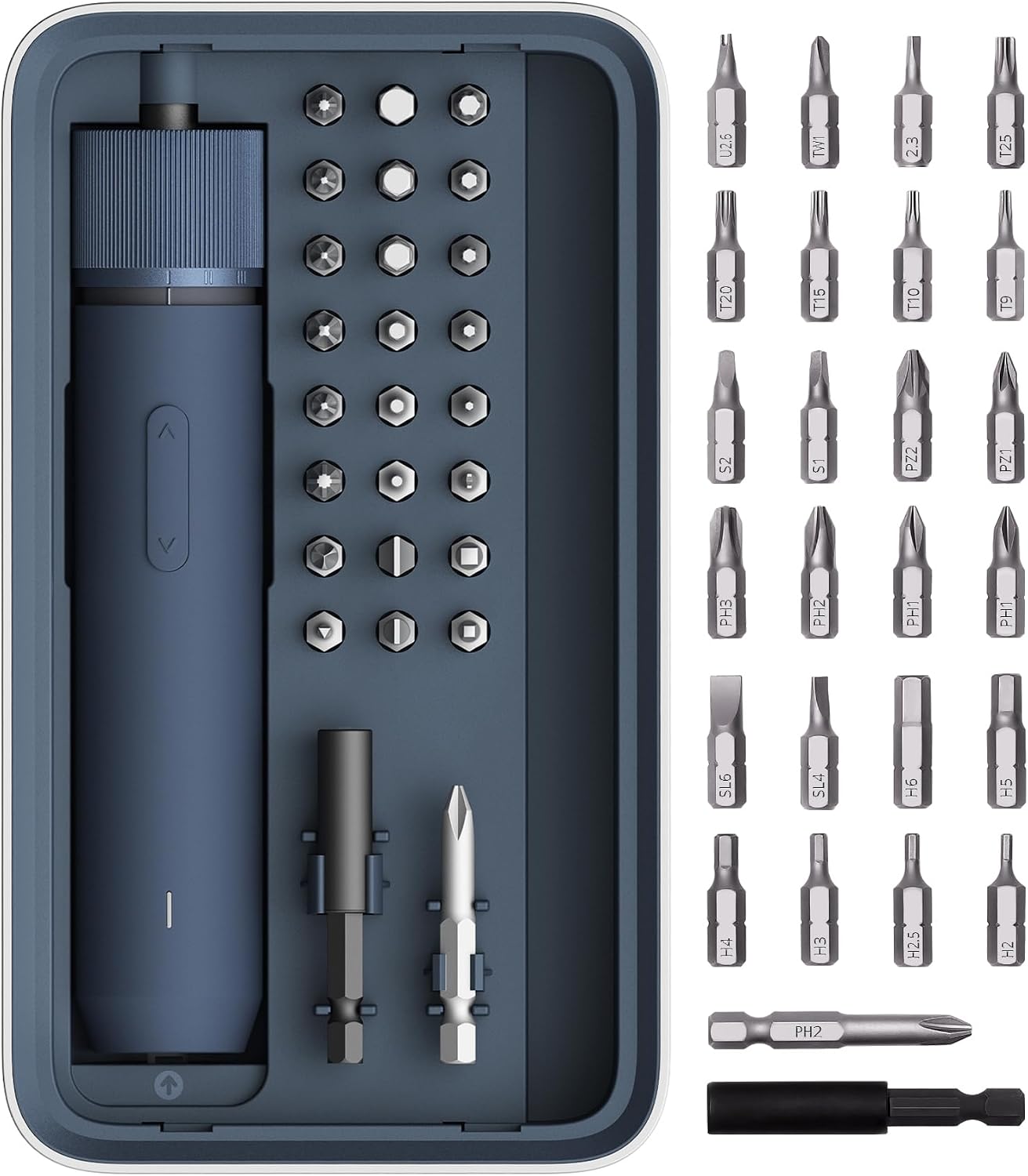 HOTO 25-Piece Upgraded Electric Screwdriver Kit, Cordless Screwdriver | 1/4'' Hex, Magnetic Lid, 1500mAh Rechargeable, LED Light, Ideal for Furniture Assembly, Home Repair, and Garage Projects