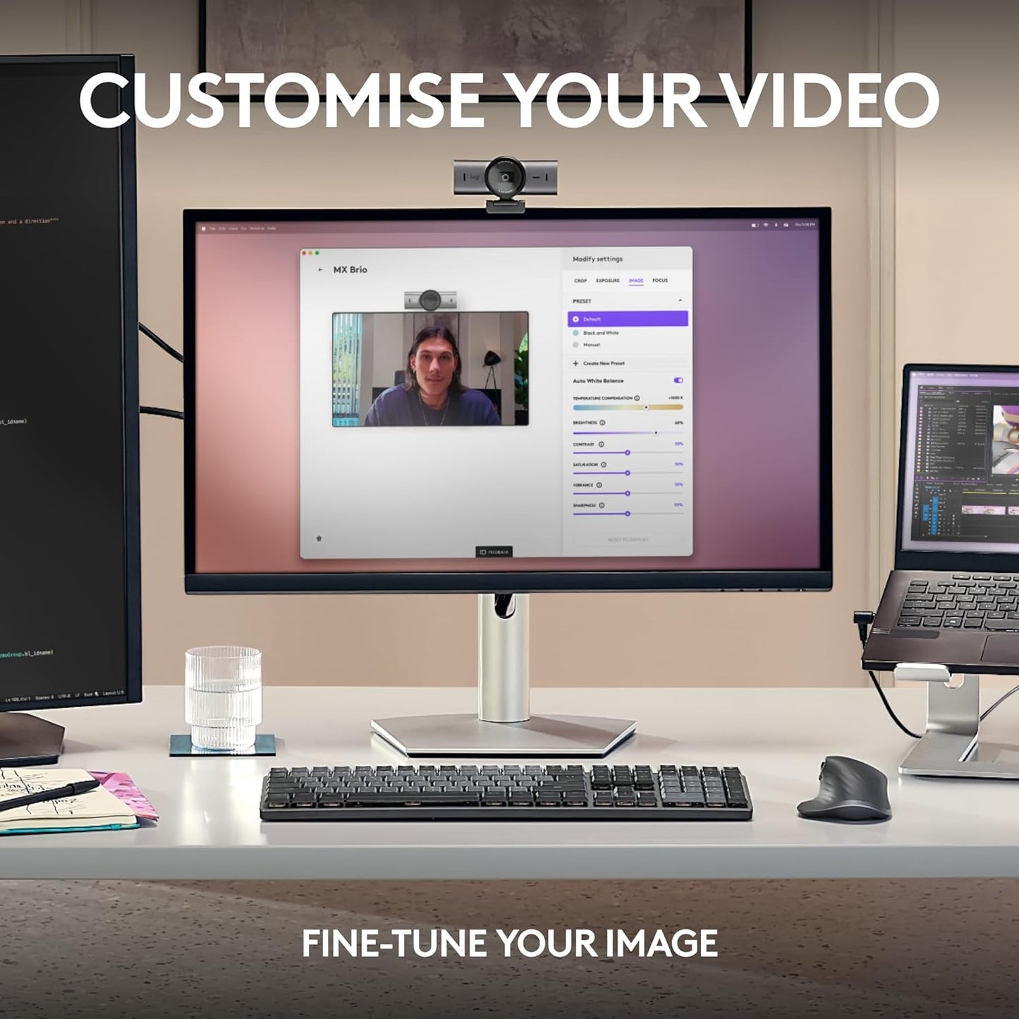 Logitech MX Brio Ultra HD 4K Webcam Collaboration and Streaming - Graphite | Ideal for collaboration and streaming, Show Mode, works with Microsoft Teams, Zoom, Google Meet, Nintendo Switch 2