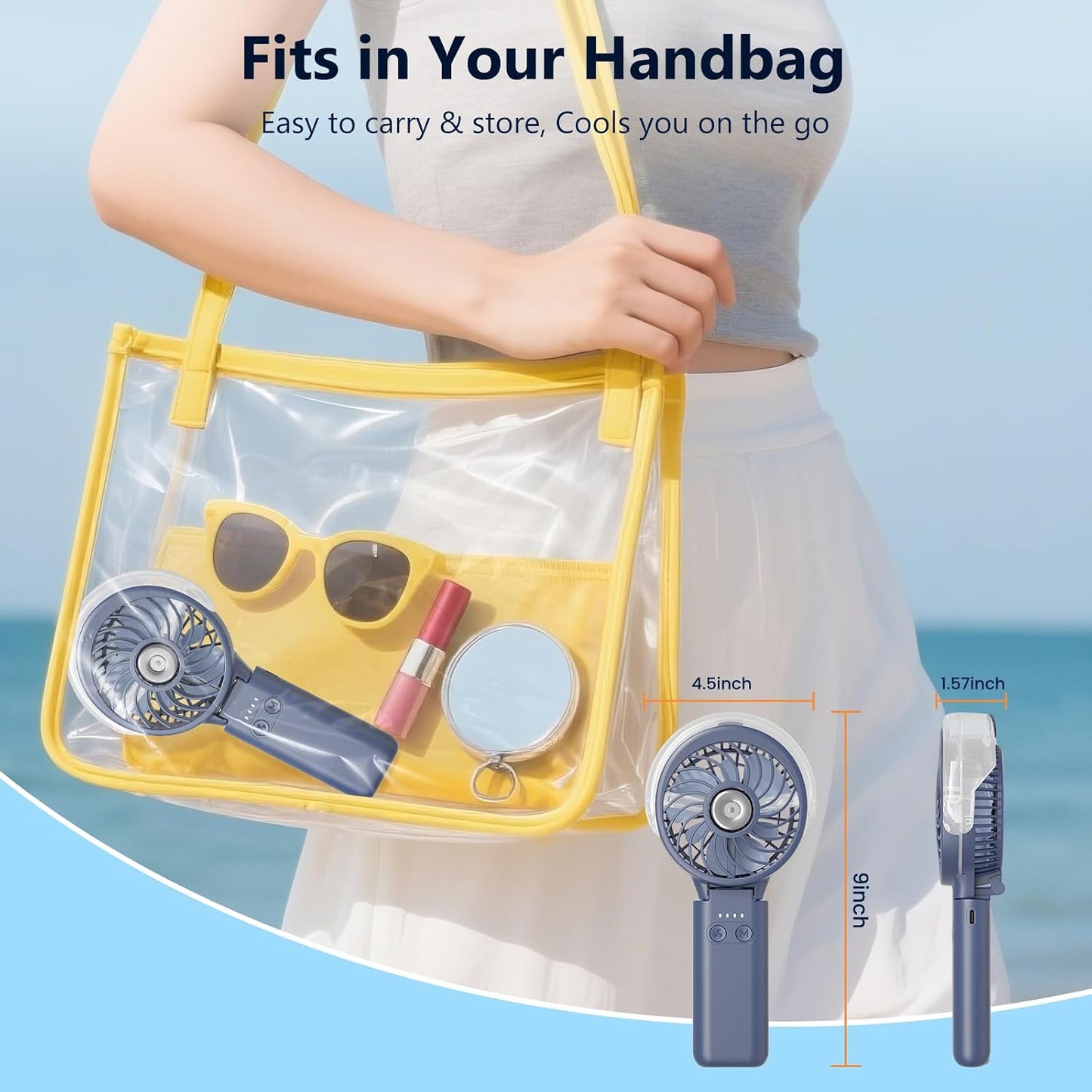 HandFan 5200mAh Upgraded Handheld Misting Fan, Portable Mister Fan Rechargeable, Spray Water Mist Fans, Electric Hand Cooling Ice Fans for Summer Beach Travel Concerts, Gifts for Women(Royal Blue)
