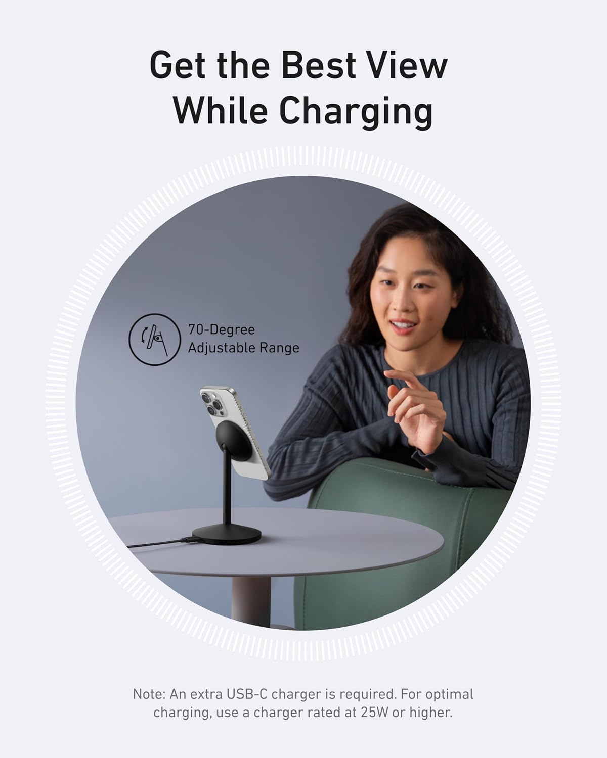 Anker MagSafe Charger, MagGo Qi2 15W 360-Degree Wireless Charger Stand | Qi2-Certified Magnetic Mount with Full Rotation, Magnetic Stand for iPhone 17 / 16 / 15 / 14 Series