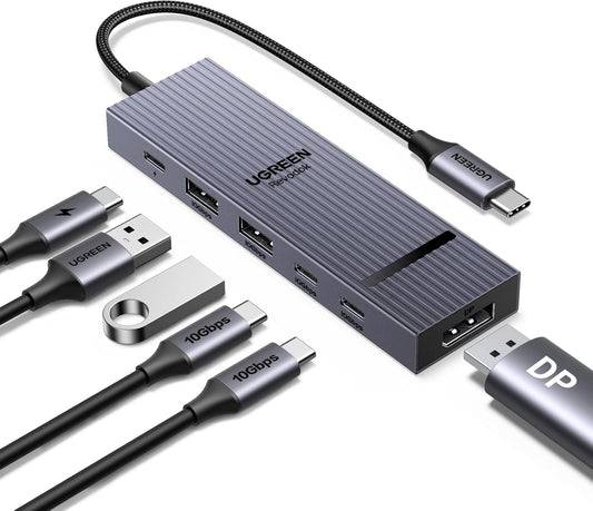 UGREEN Revodok Pro 6 in 1 USB-C Hub to DisplayPort 4K 60Hz, 100W Power Delivery 10Gbps USB-A and USB-C 3.2 for MacBook Neo/Pro/Air, iPad Pro, Thinkpad, Rog Ally and More.