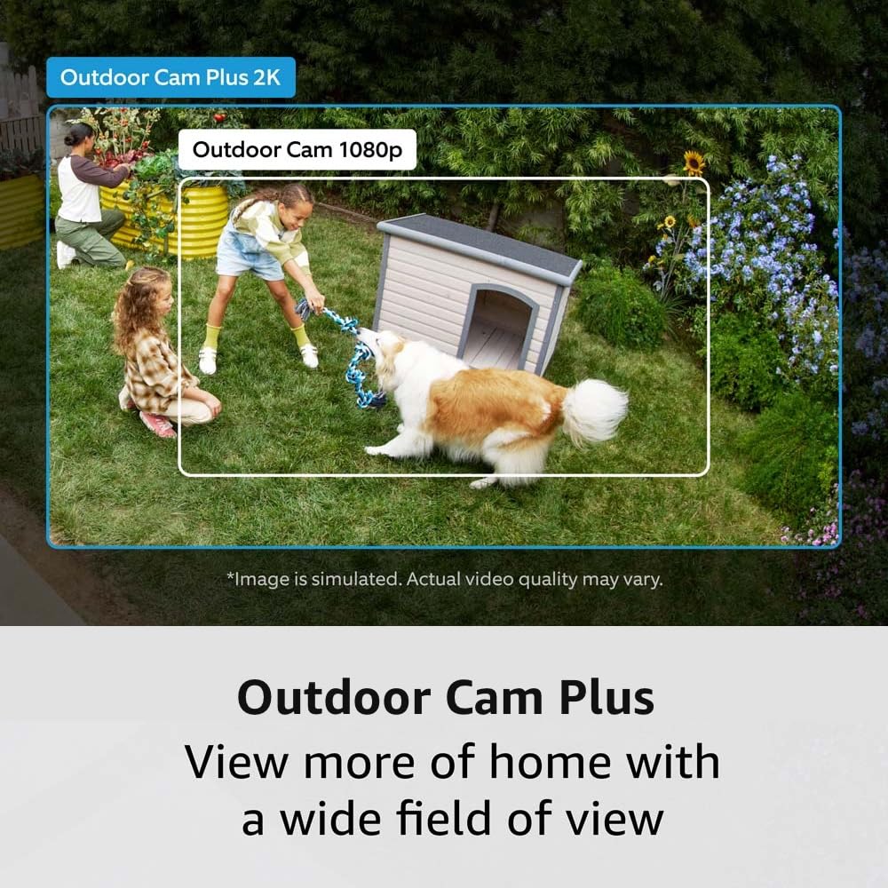 Ring Outdoor Cam Plus, Battery, White with Ring Indoor Cam (2nd Gen), White