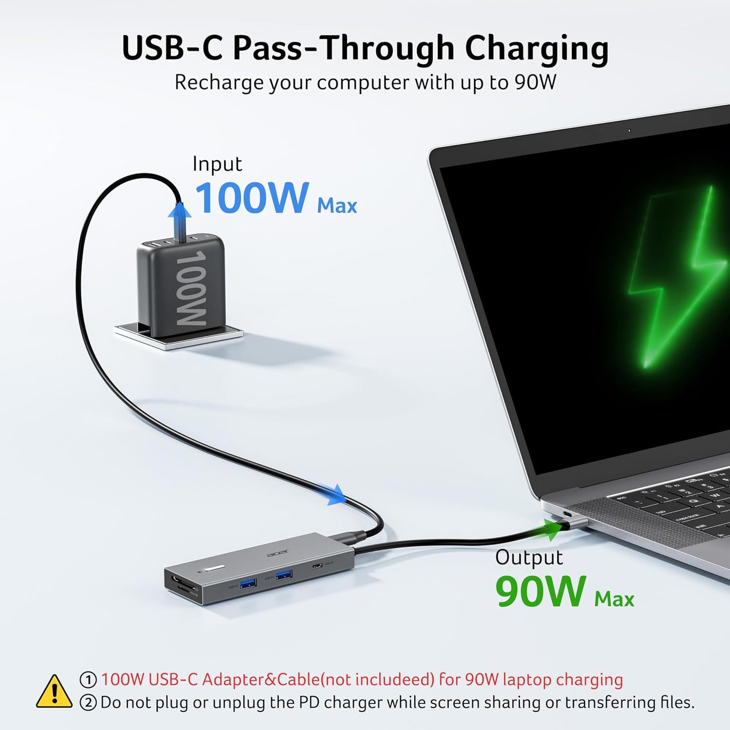 Acer USB-C Docking Station Dual Monitor, 9-in-1 Laptop Dock with 2 HDMI | Laptop Docking Station with 4K@60Hz HDMI, USB A&C 3.0, SD/Micro SD, 100W PD Compatible with Acer/Dell XPS/HP/Mac (0.65FT)