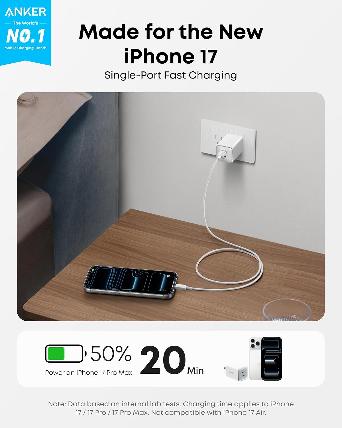 Anker Nano Phone Charger,47W Max 2-Port GaN Fast Charger USB C | Compact Foldable USB C Charger for iPhone 17/17 Pro Max/16 Series, Galaxy, Pixel, and MagSafe Compatible Accessories (White)