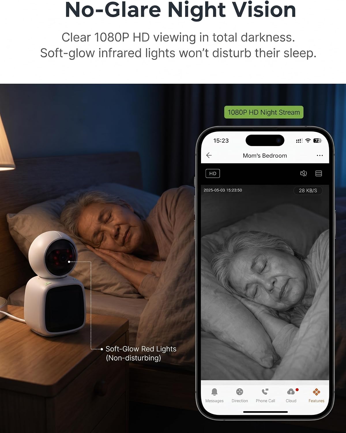 SYMYNELEC Elderly Monitoring Camera with Screen, One-Touch Video Calling