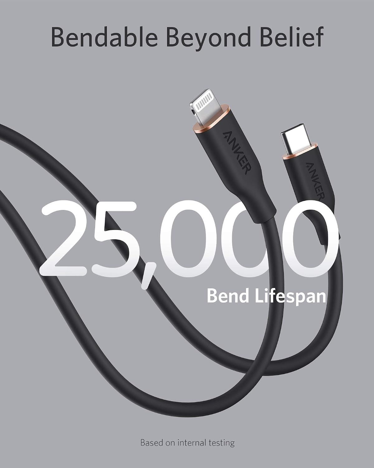 Anker USB C to Lightning Cable, MFi-Certified (3 ft, Midnight Black) | PowerLine III Flow Silicone Charging Cord, for iPhone 13 / 13 Pro, and More