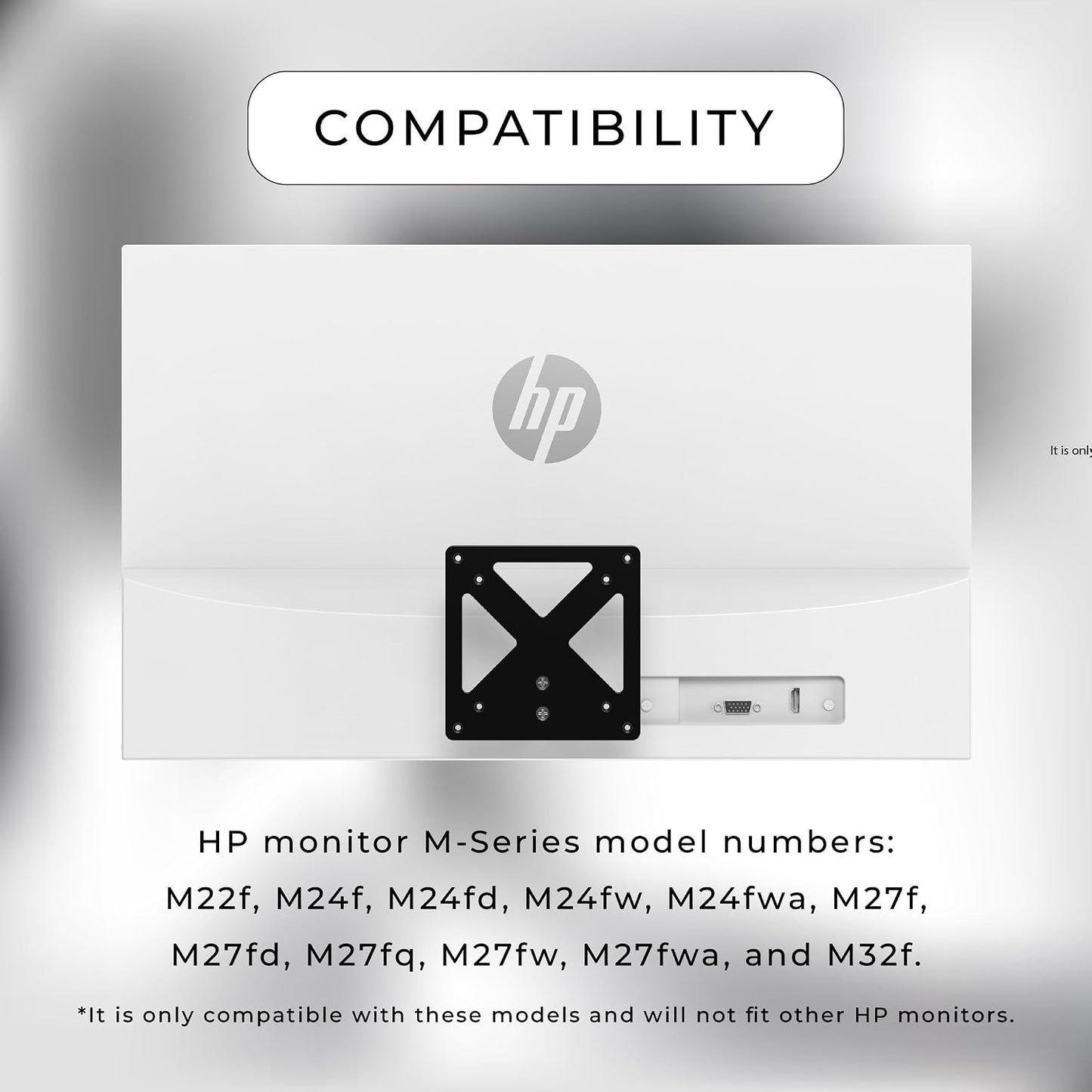 HumanCentric VESA Mount Adapter for HP M Series & 5 Series Monitors | Fits M22f, M24f, M24fd, M24fw, M24fwa, M27f, M27fd, M27fq, M27fw, M27fwa, M32f, 524sa, 524sw, 524sf, 527sa, 527sw 527sf 532sf