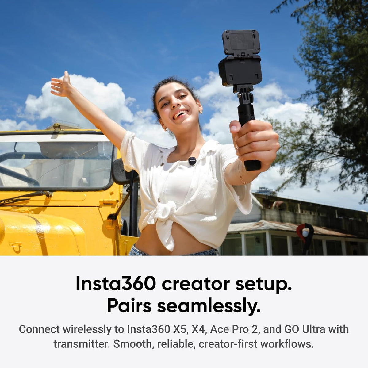 Insta360 Mic Air (1 TX + 1 RX), Noise Cancelling, 300m Range, Wireless Microphone for USB-C iPhone/Android/PC/Mac, Vlog, Streaming