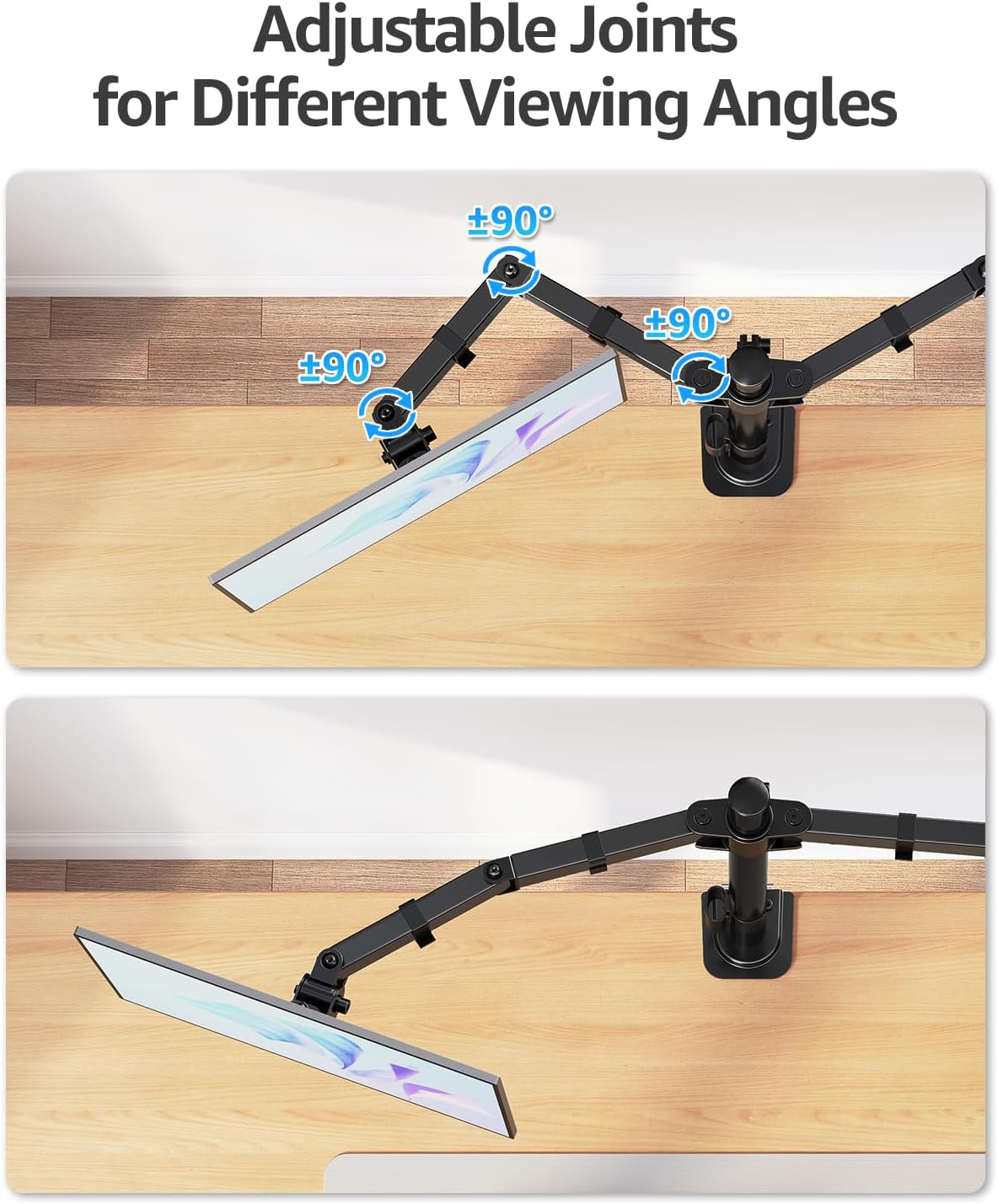 MOUNTUP Dual Monitor Desk Mount, Max 32 Inch up to 17.6lbs, Fully Adjustable Dual Monitor Arm for 2 LCD Screens, Double Monitor Stand with C-Clamp and Grommet Base