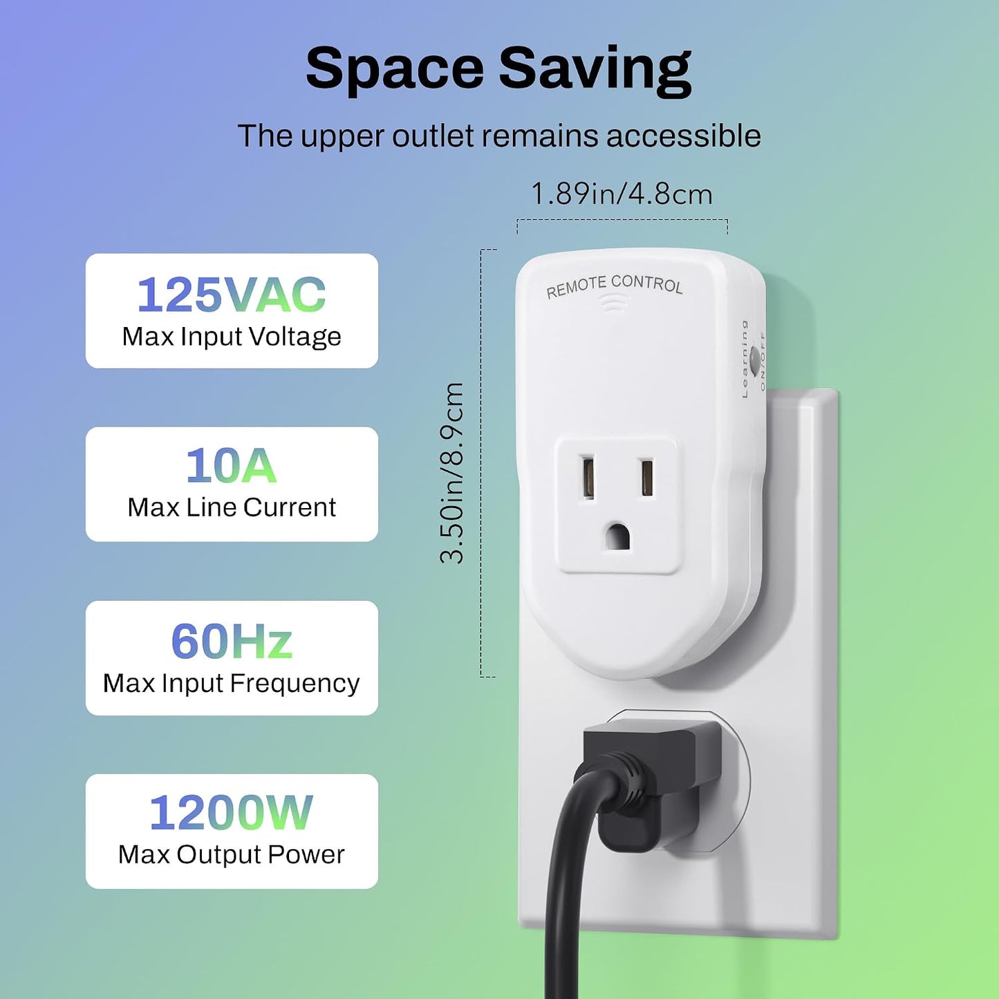 BN-LINK Wireless Remote Control Outlet Electrical Switch for Lights, Fans, Christmas Lights, Small Appliance, 100ft Long Range White (Learning Code, 3 Outlets +1 Remote) 1200W/10A, ETL & FCC Certified