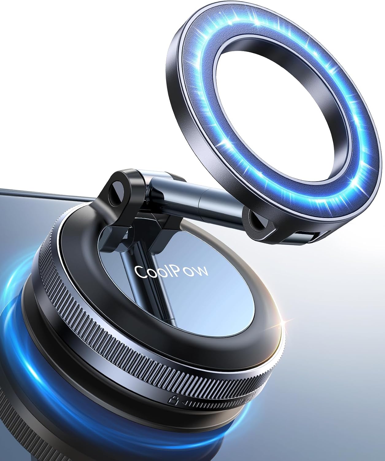 Coolpow【Newest Vacuum Magnetic Phone Holder for Car Phone Holder Mount【Movable Vacuum Suction】 Magsafe Car Mount Cell Phone Holders for Your Car Accessories for Women Men for iPhone 17 16 -Black
