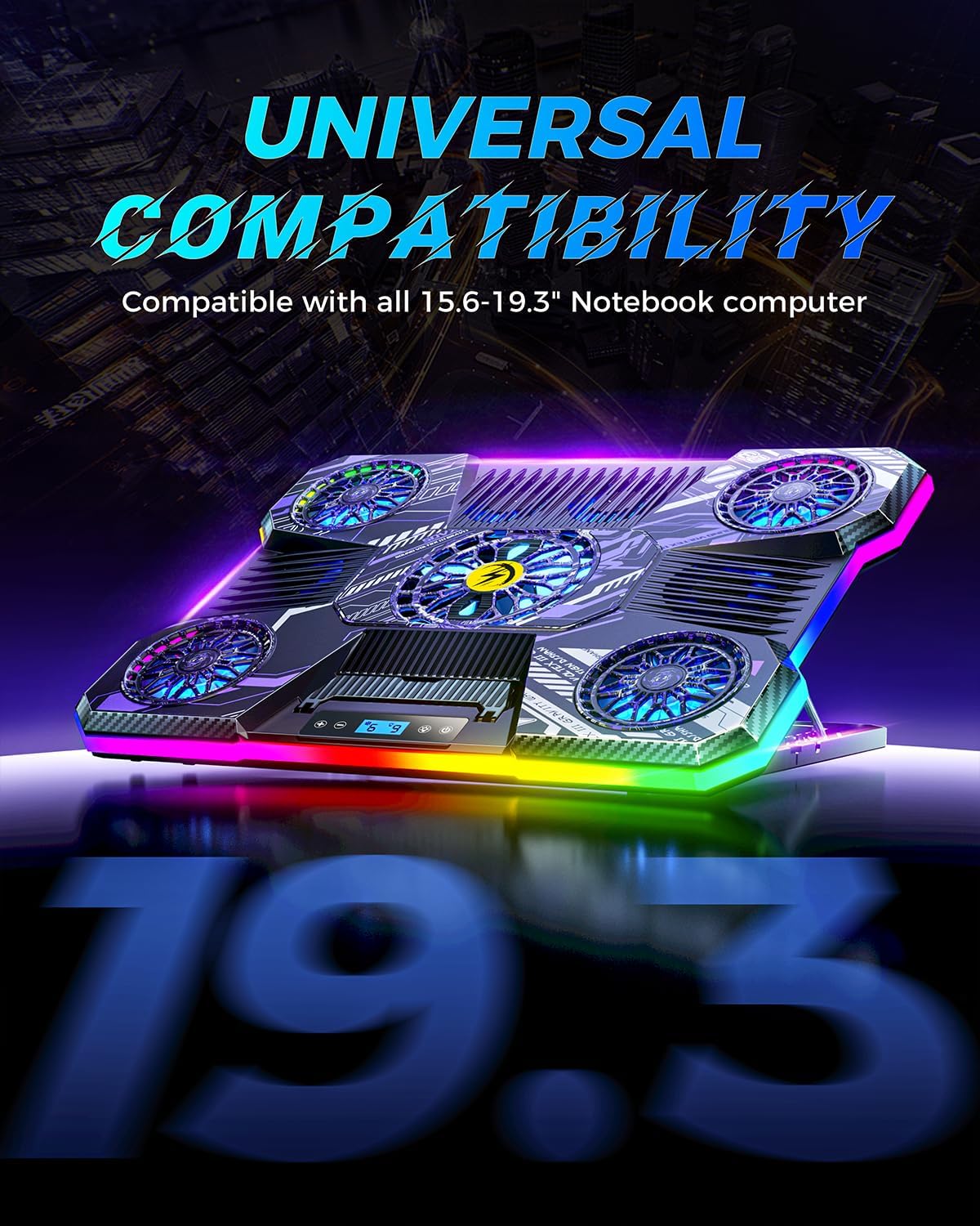 ChillCore RGB Laptop Cooling Pad, Laptop Fan Cooling Pad 9 Fans