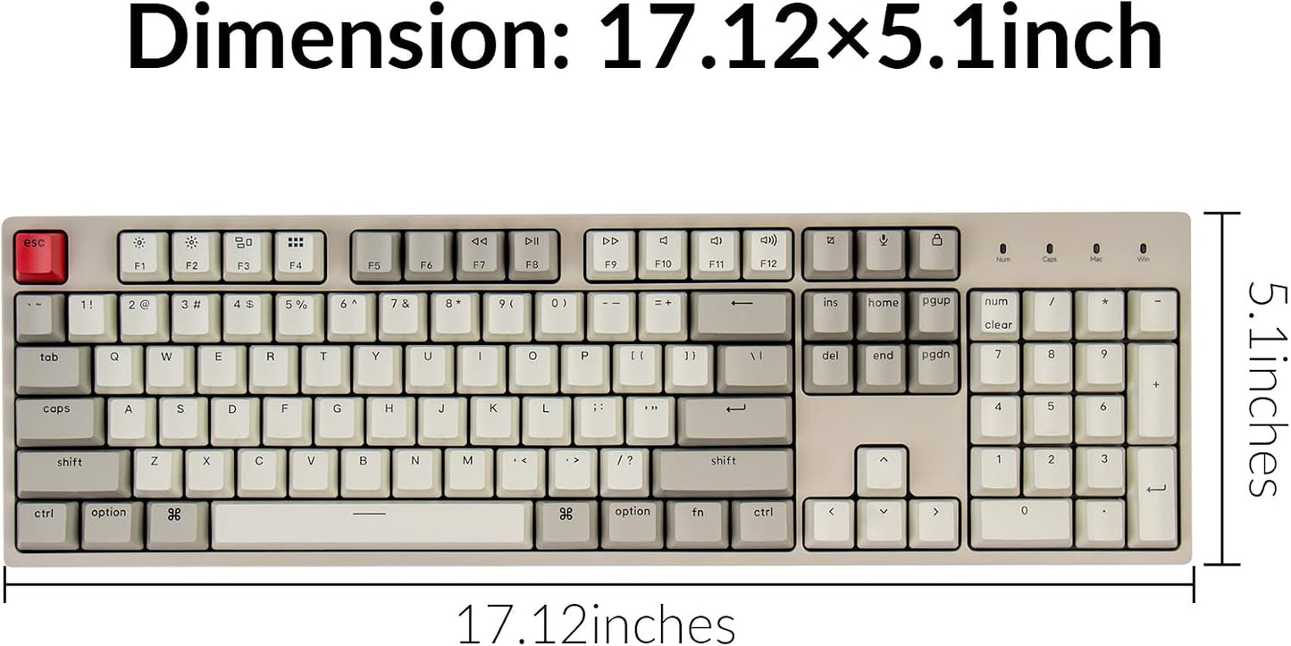 Keychron C2 Full Size Wired Mechanical Keyboard Compatible with Mac, Keychron Brown Switch, 104 Keys ABS Retro Color Keycaps Gaming Keyboard for Windows, USB-C Type-C Braid Cable