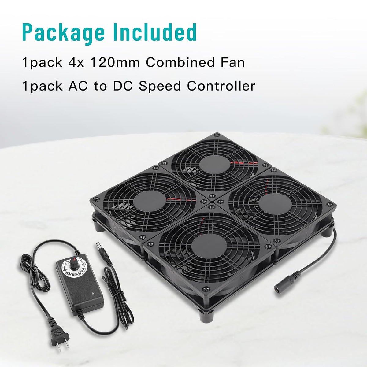 Router Laptop Cooling pad 4X 120mm Computer Fan with AC Plug Variable Speed Fan for DIY Electronics TV Box Cabinet Computer Game Equipment Cooing