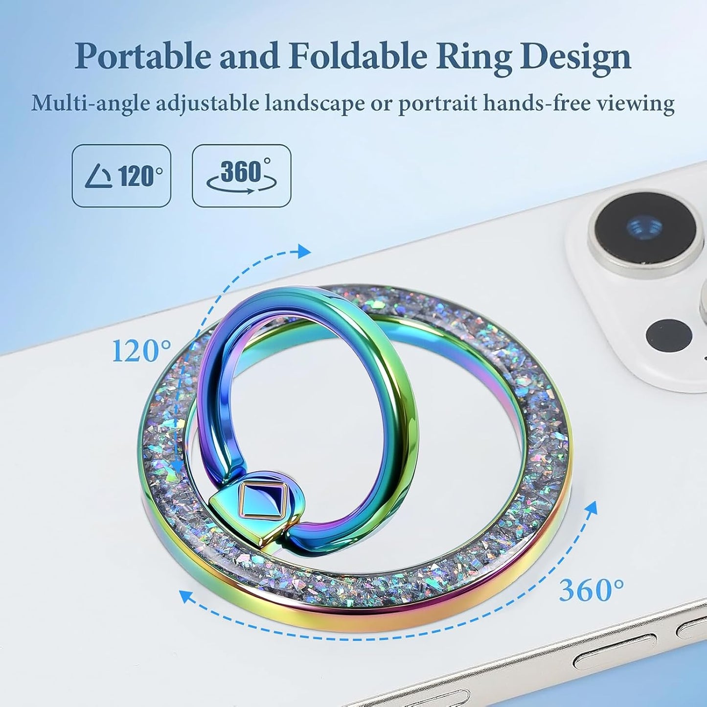 Magnetic Phone Ring for MagSafe Grip [Super Magnet] Stylish Twinkle Design Ring Holder Stand, Mag Safe Accessory for iPhone 17/16/15/14/13 Pro Max Plus, Colorful