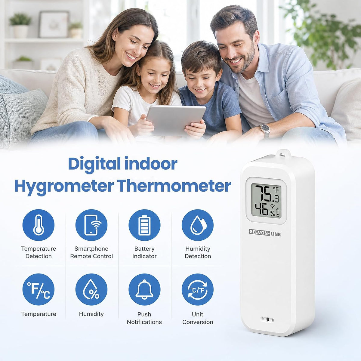 Indoor Thermometer Hygrometer,Smart Humidity Temperature Sensor