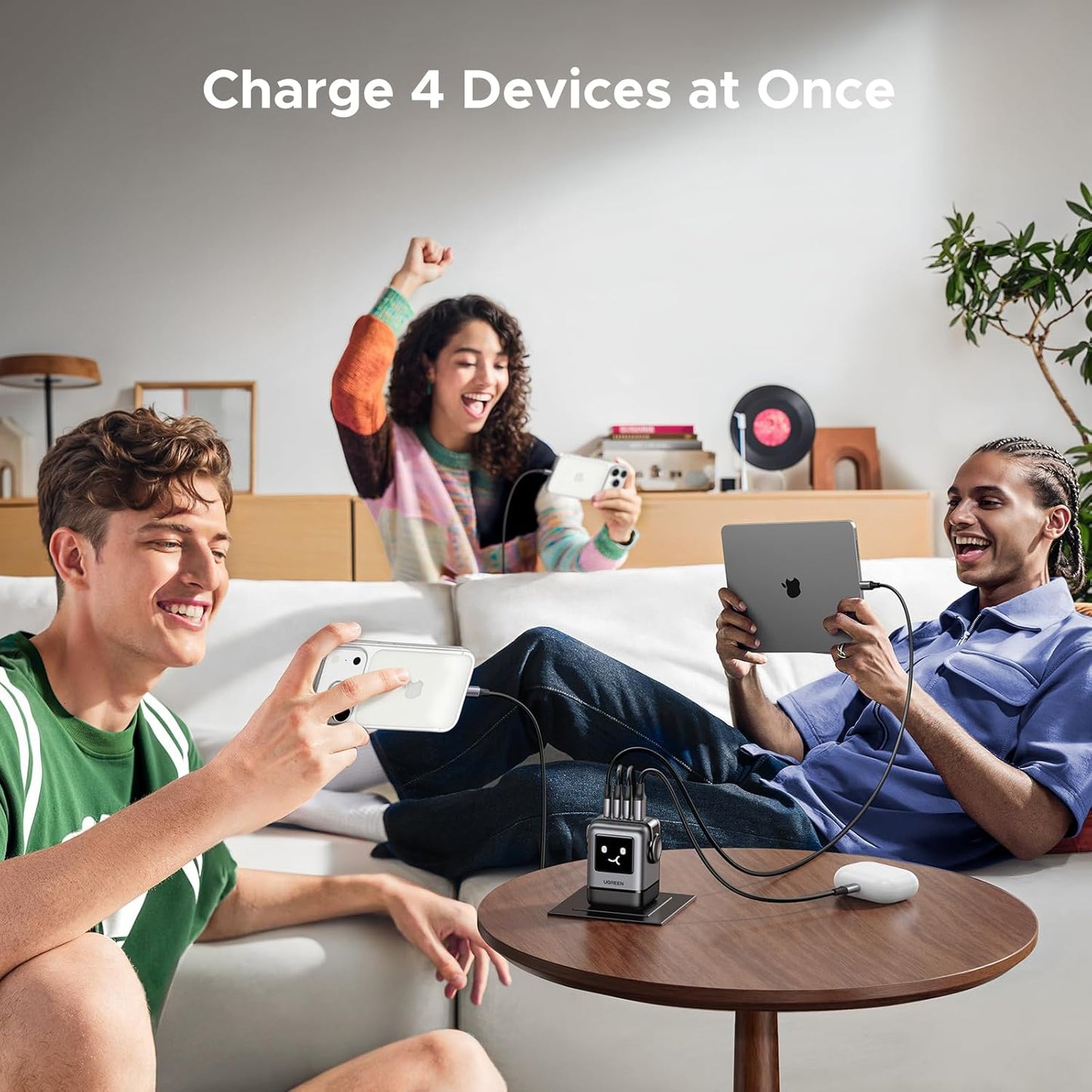 UGREEN Uno 100W USB C Charger, 4-Port GaN Fast Charger with LED Screen, Tech Gifts for Men Women, for MacBook Pro/Air/Neo 2026, iPad Pro, iPhone 17/16, Galaxy S26/S25, Pixel 10/9, Steam Deck, ROG Ally