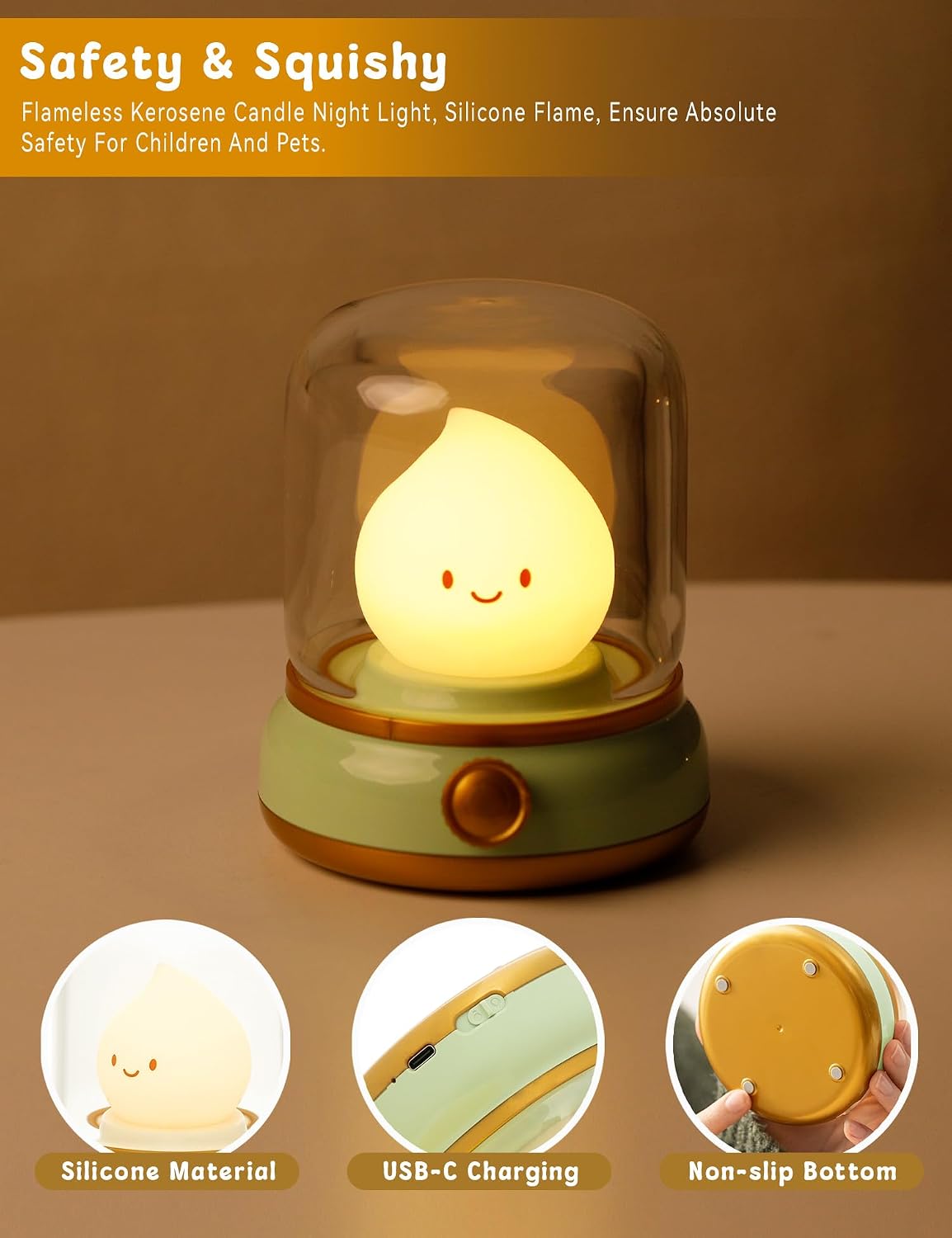 WANIDEA Cute Night Light, Kids Night Light with Batteries, Bedroom Decor | Rechargeable, Stepless Dimming, 15min Delayed Shut-off, Kids' Gifts, Desk Lamp