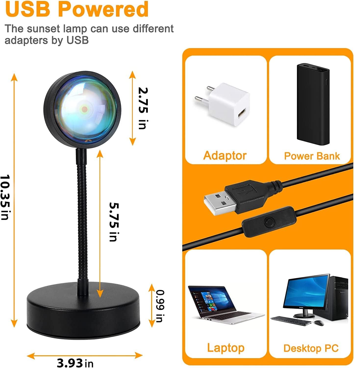 JIMEI Sunset Lamp Projector Led Lights for Bedroom Night Light RGB Lights Sun Sunlight Sunrise Lamp 10w 360° Rotation Mood Lighting Home/Room Decor Christmas Gifts for Women,Triangle Multicolor