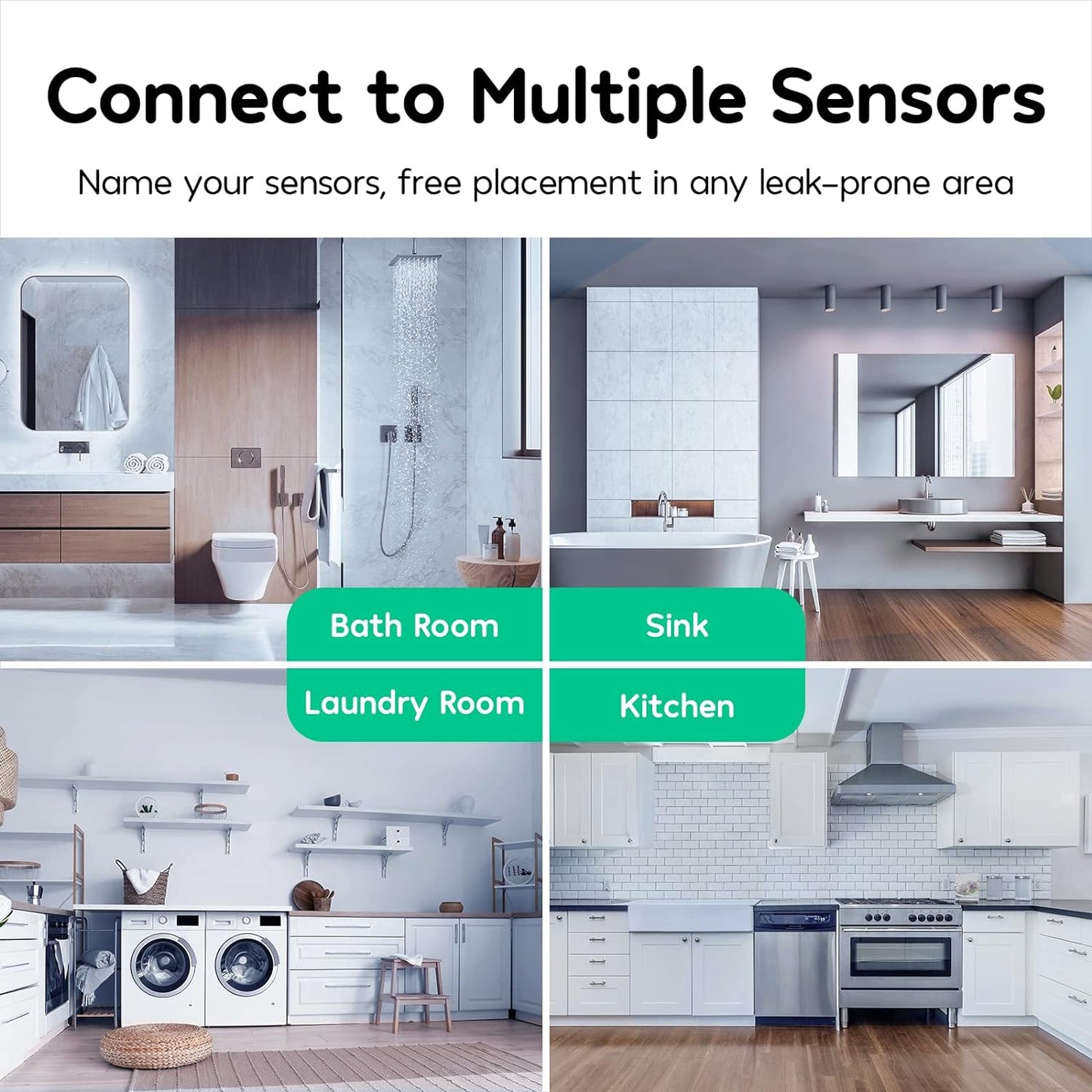 Winees WiFi Water Leak Detector, 3 Pack Water Sensors & 2K 4MP Outdoor Security Camera, Human/Pet AI Detection Support Cloud/128G SD Card Storage