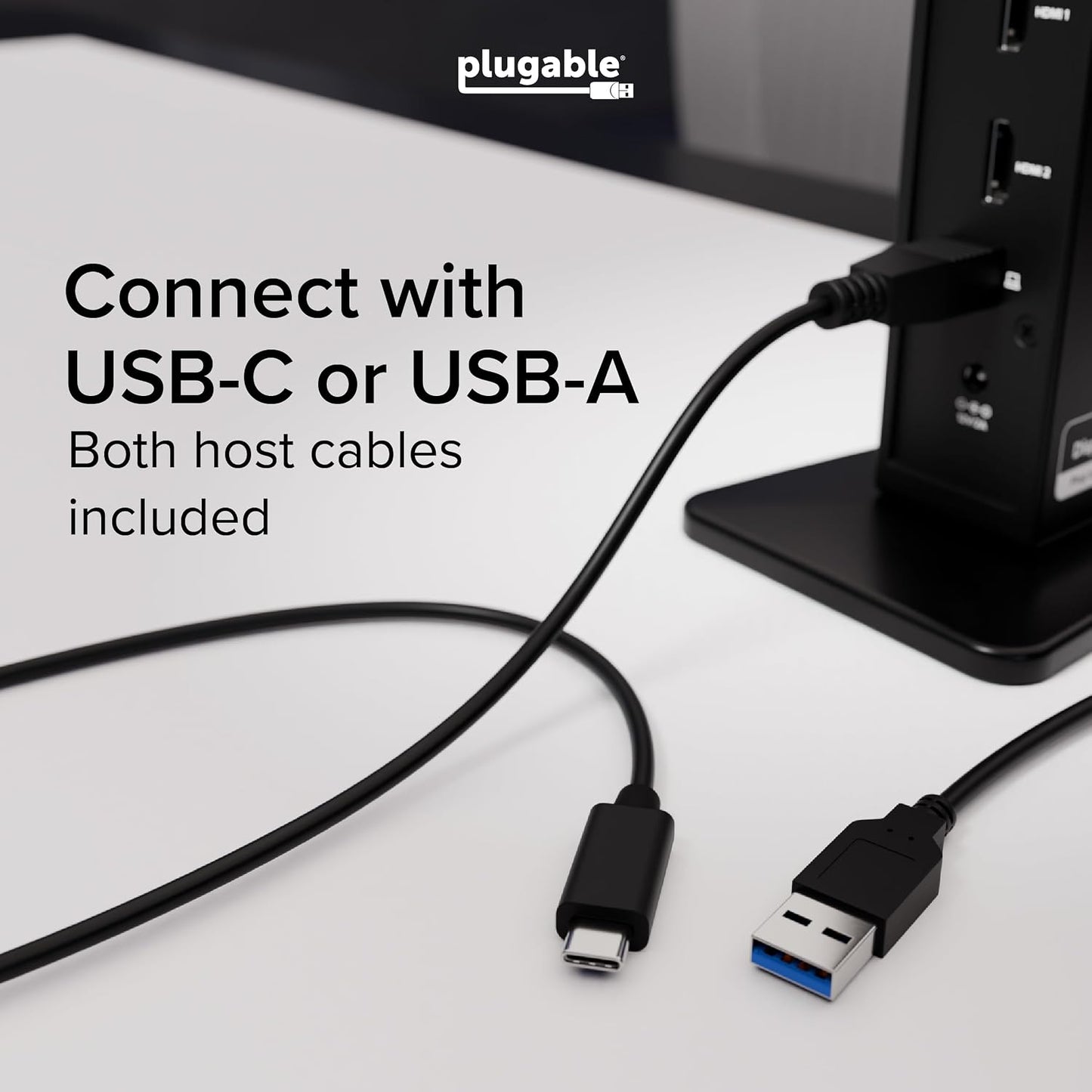 Plugable Dual 1080p HDMI Universal Docking Station for USB-C & USB 3.0 Laptop, 10 Ports, Windows/ChromeOS Plug & Play, macOS Driver Required (UD-3900Z)