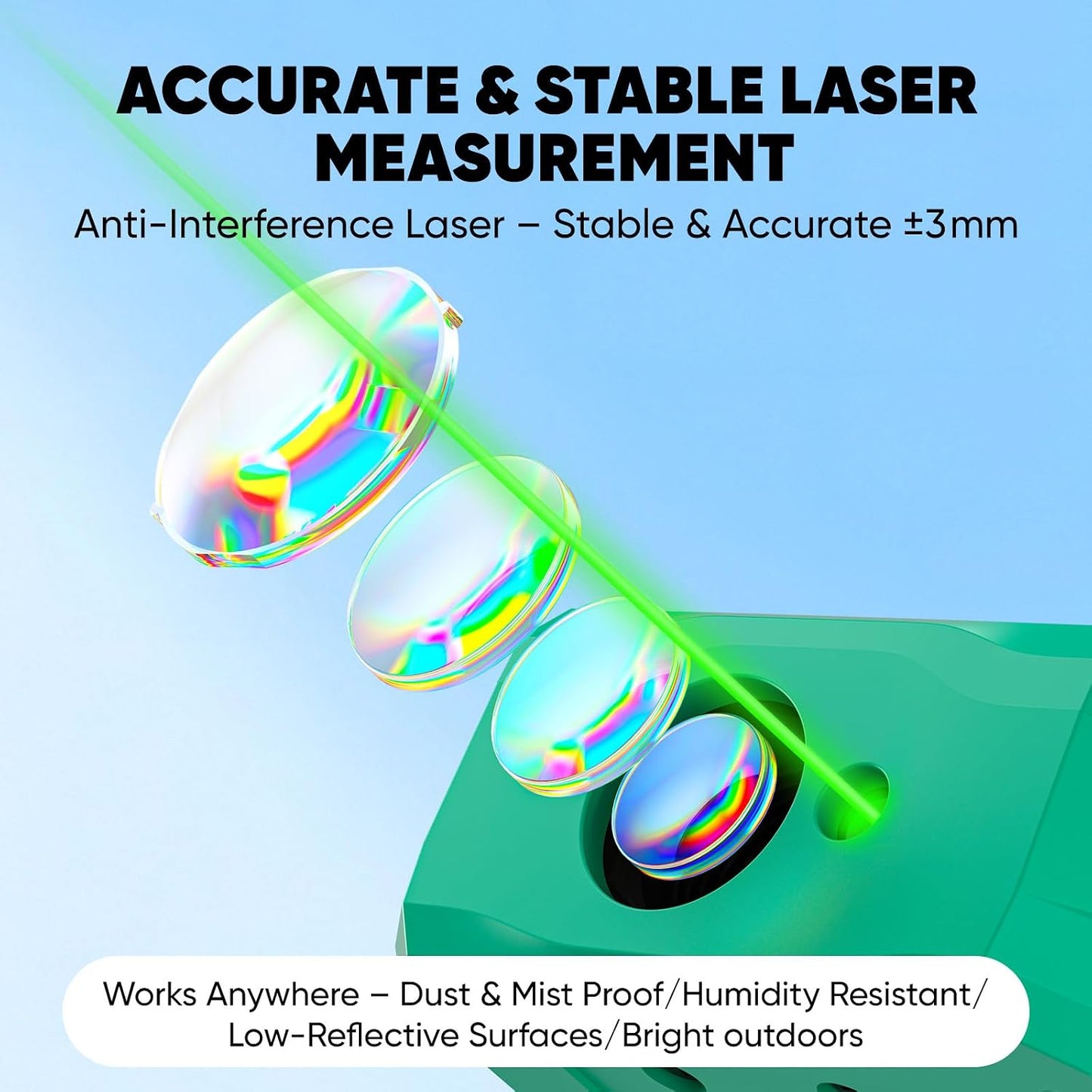 Laser Measuring Tool, Laser Measure with Level for Distance, Area, Volume and Pythagoras Measurement, Indoor Outdoor, Battery Included