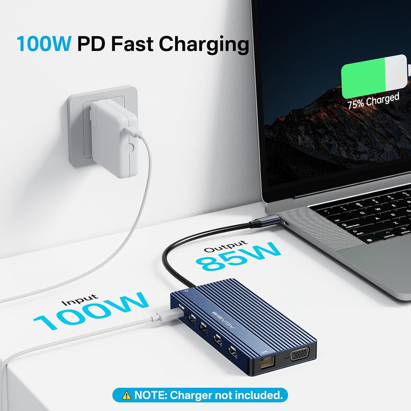 ACASIS USB C Docking Station Dual HDMI Monitor,14 in 1 Laptop Docking Station 3 Monitors, 2 * 4K HDMI+1080p VGA+100W PD+Ethernet+5*USB 3.1+SD/TF+Audio Adapter, USB C Hub for Dell/Lenovo/HP/ThinkPad