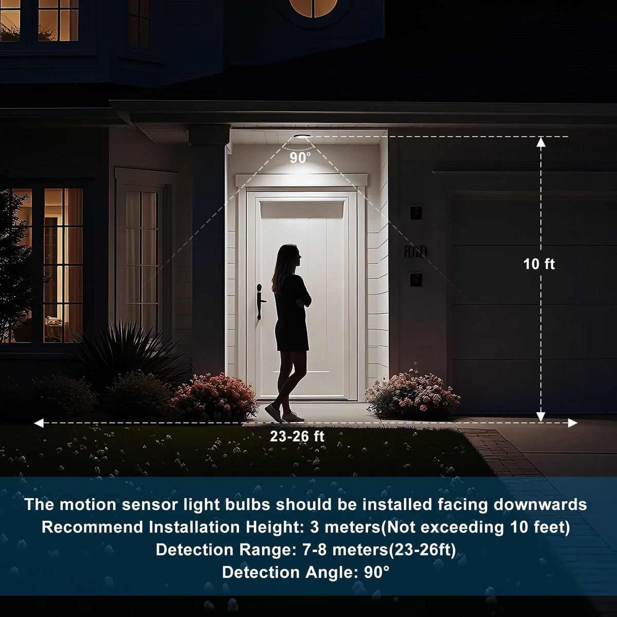 Motion Sensor Light Bulbs, Dusk to Dawn Outdoor Lighting, PAR38 Led Motion Sensor Flood Light 100 Watt Equivalent(15W), 6000K Daylight, Waterproof Outdoor/Indoor,(4 Pack)