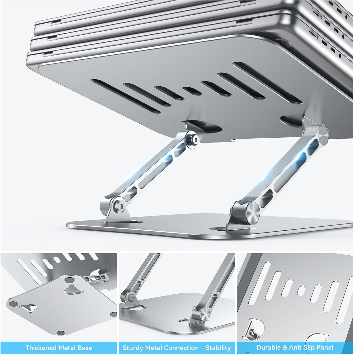 K&ZZ Laptop Stand for Desk, Adjustable Laptop Holder with Ventilated Cooling, Portable Desktop Book Stands Riser Compatible with 17.3 inch laptops