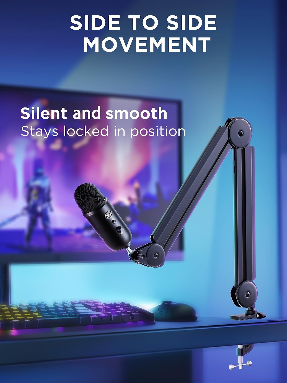 InnoGear Mic Arm Microphone Boom Arm Cable Management for Blue Yeti, Black | Desk Mount, for Shure Fifine, Professional Appearance, Extendable, Horizontal Reach 32.3", 3.5 lb Weight Capacity, Heavy-Duty
