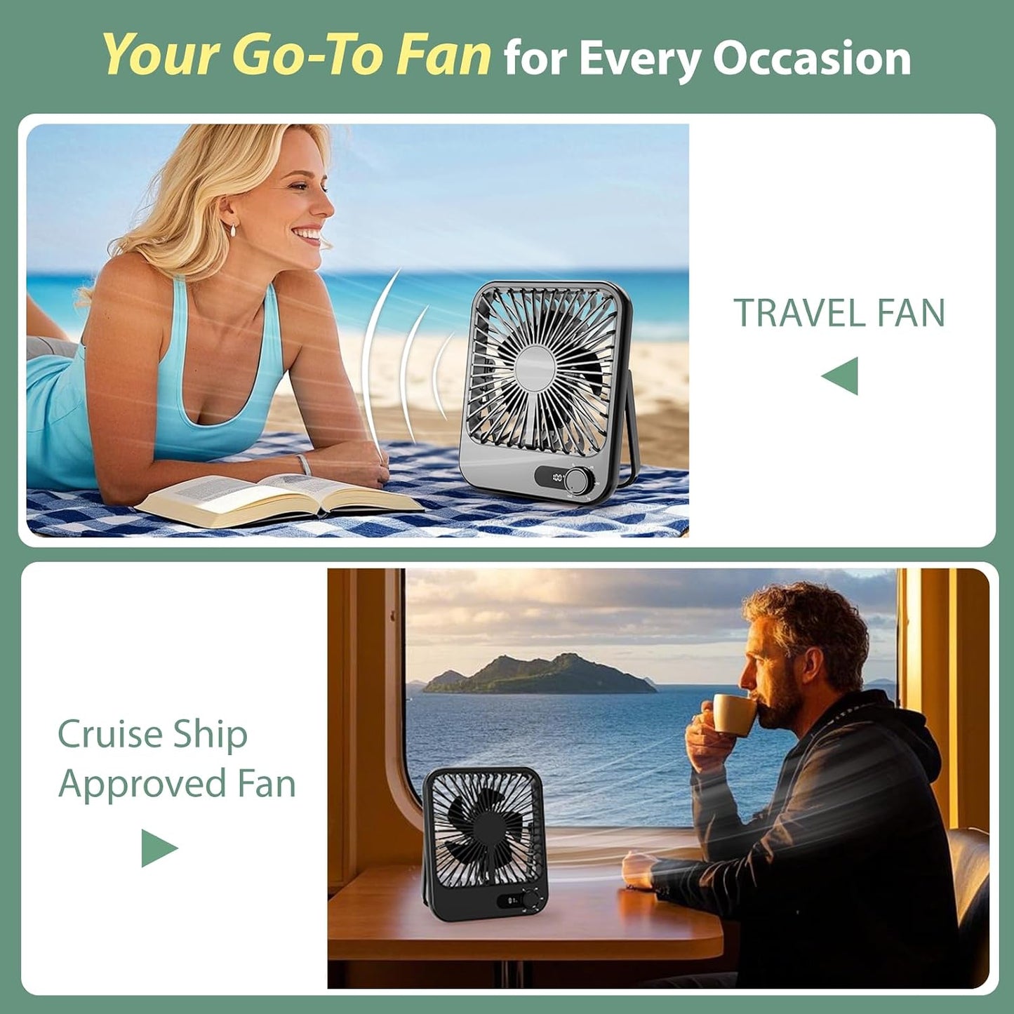 Portable Fan Rechargeable- 4000mAh mall Mini Desk Fan 100 Speed Wind Adjustable, Mini Silent Battery Powered Personal Desktop Fan for Bedroom Bedside, Office, Travel Essentials