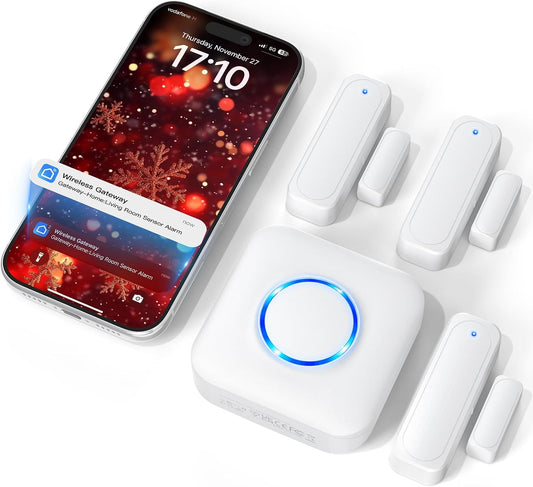 WiFi Door Sensor Chime, Smart Door Open Alert Window Sensor | For Business/Home/Kids Safety, Window Contact Alarm with Free App Notification, 500ft Range, 32 Melodies, 5 Volume Levels